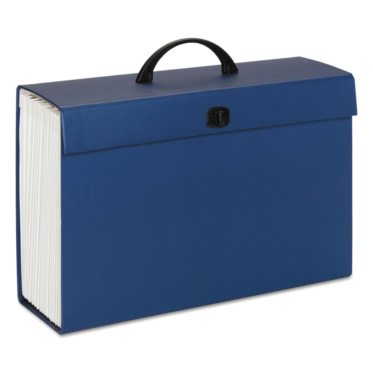 Expanding File Box, 16.63" Expansion, 19 Sections, Twist-Lock Latch Closure, 2/5-Cut Tabs, Legal Size, Blue -