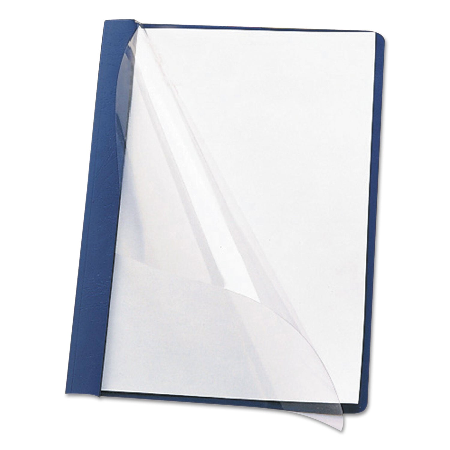 Clear Front Report Cover, Double-Prong Fastener, 0.5" Capacity, 8.5 x 11, Clear/Dark Blue, 25/Box -