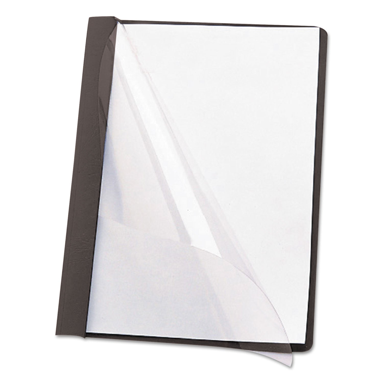 Poly Report Cover, Double-Prong Fastener, 0.5" Capacity, 8.5 x 11, Clear/Black, 25/Box -