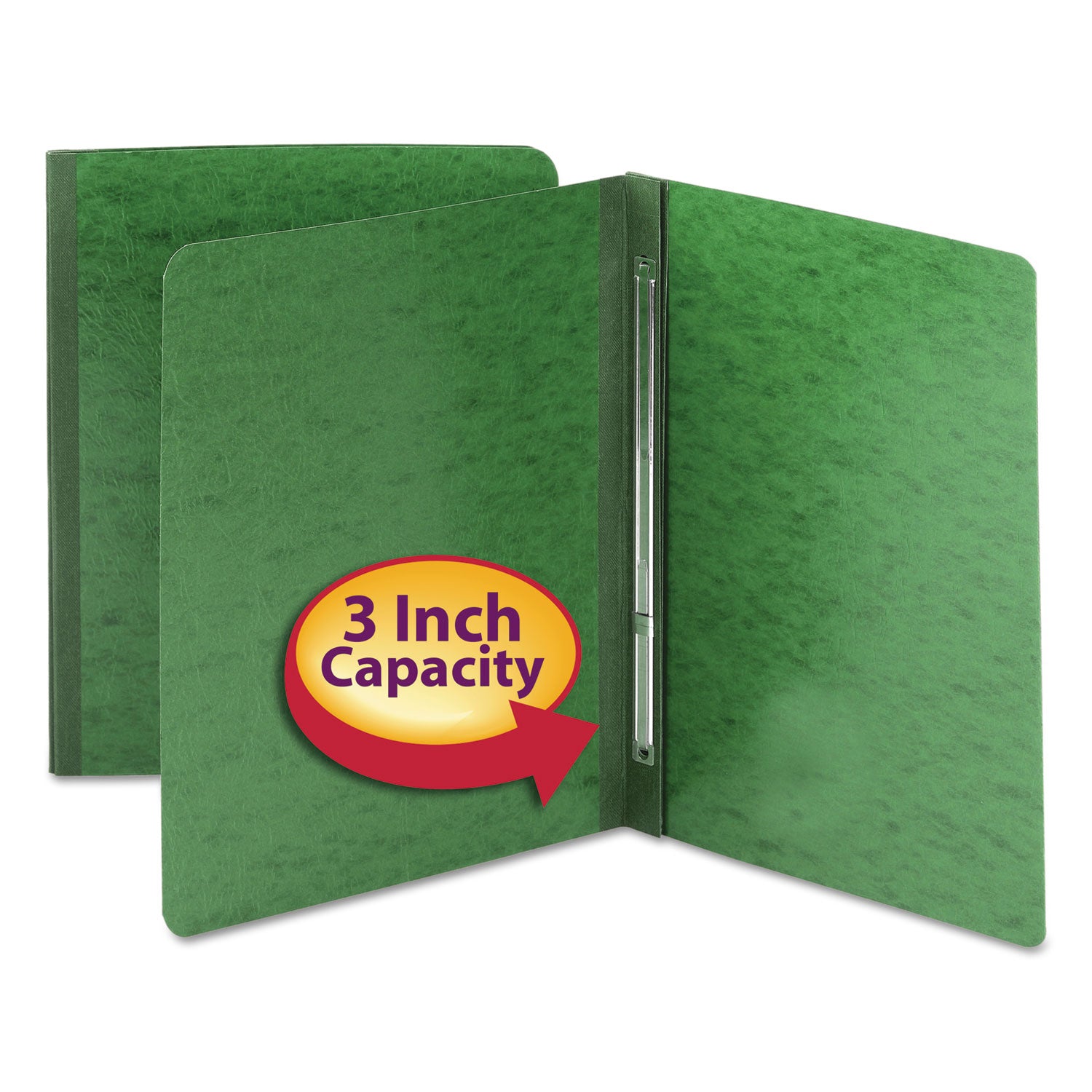 Prong Fastener Premium Pressboard Report Cover, Two-Piece Prong Fastener, 3" Capacity, 8.5 x 11, Green/Green -