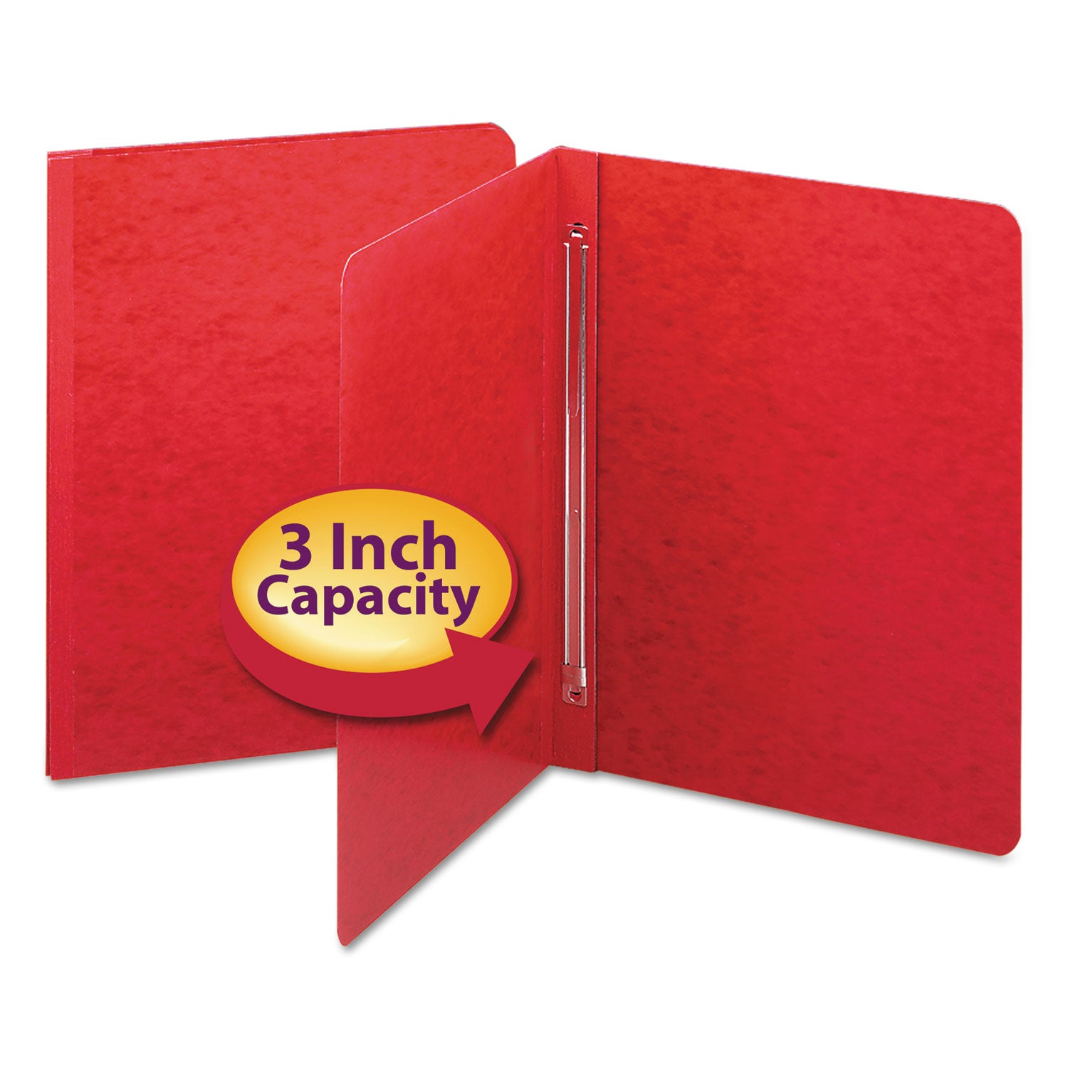 Prong Fastener Premium Pressboard Report Cover, Two-Piece Prong Fastener, 3" Capacity, 8.5 x 11, Bright Red/Bright Red -
