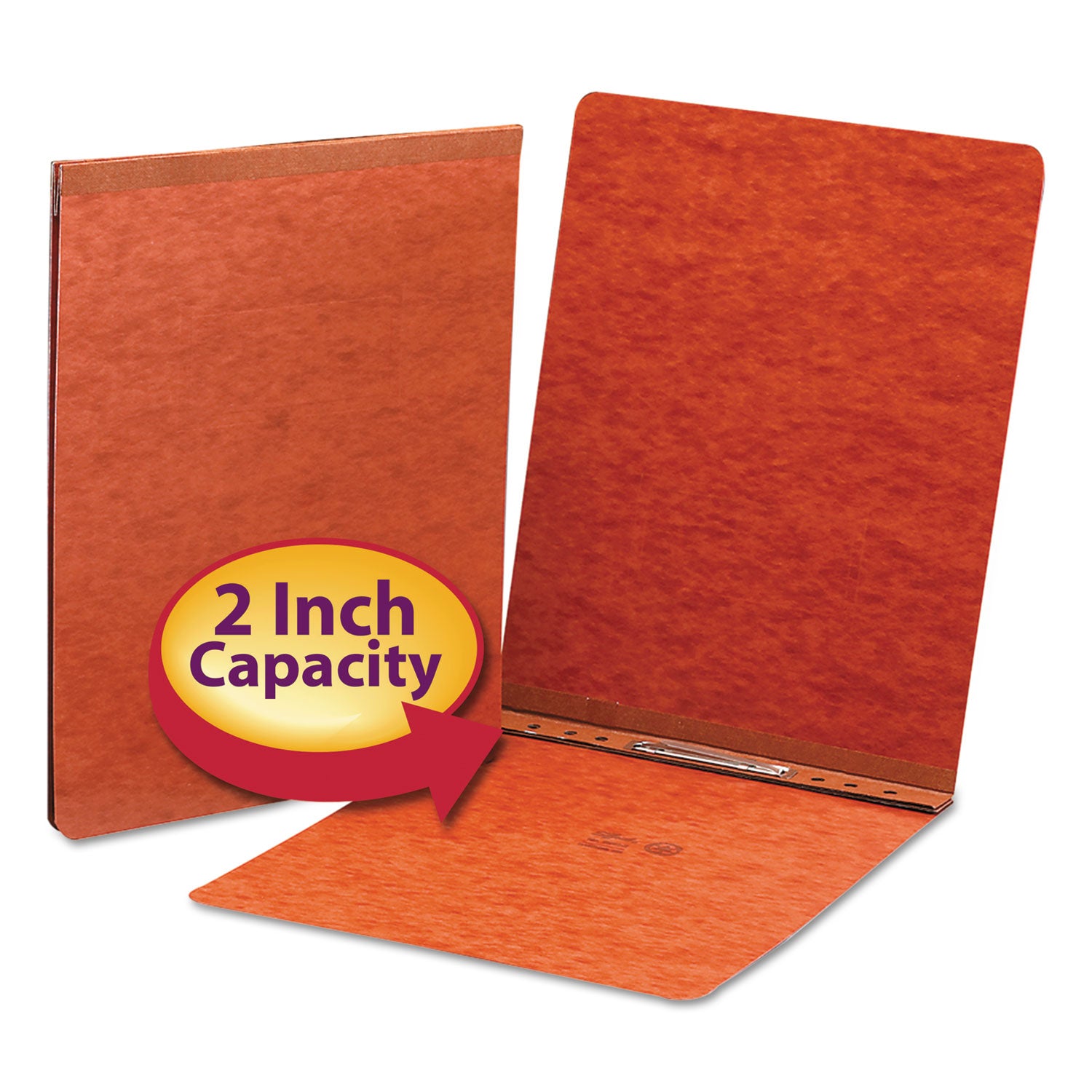 Prong Fastener Premium Pressboard Report Cover, Two-Piece Prong Fastener, 2" Capacity, 8.5 x 11, Red/Red -