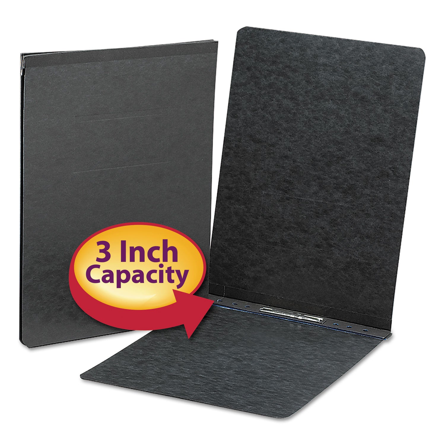 Prong Fastener Premium Pressboard Report Cover, Two-Piece Prong Fastener, 3" Capacity, 11 x 17, Black/Black -