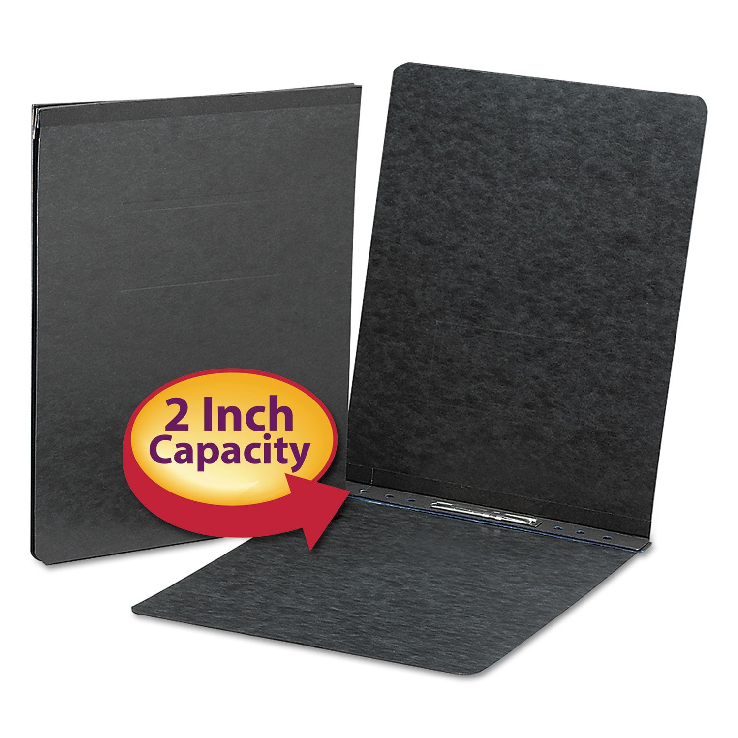 Prong Fastener Premium Pressboard Report Cover, Two-Piece Prong Fastener, 2" Capacity, 8.5 x 11, Black/Black -