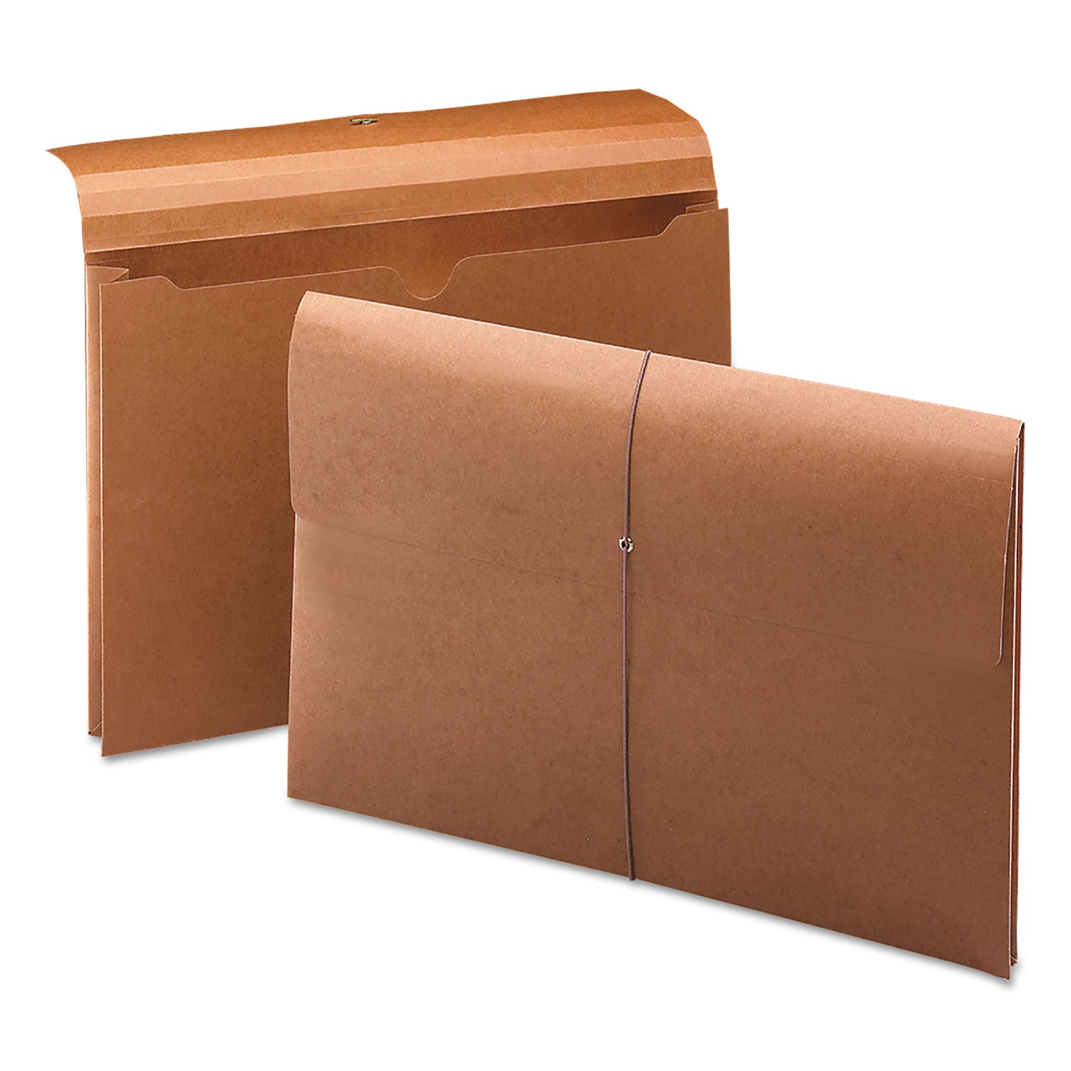 Expanding Wallet with Elastic Cord, 2" Expansion, 1 Section, Elastic Cord Closure, Legal Size, Redrope -