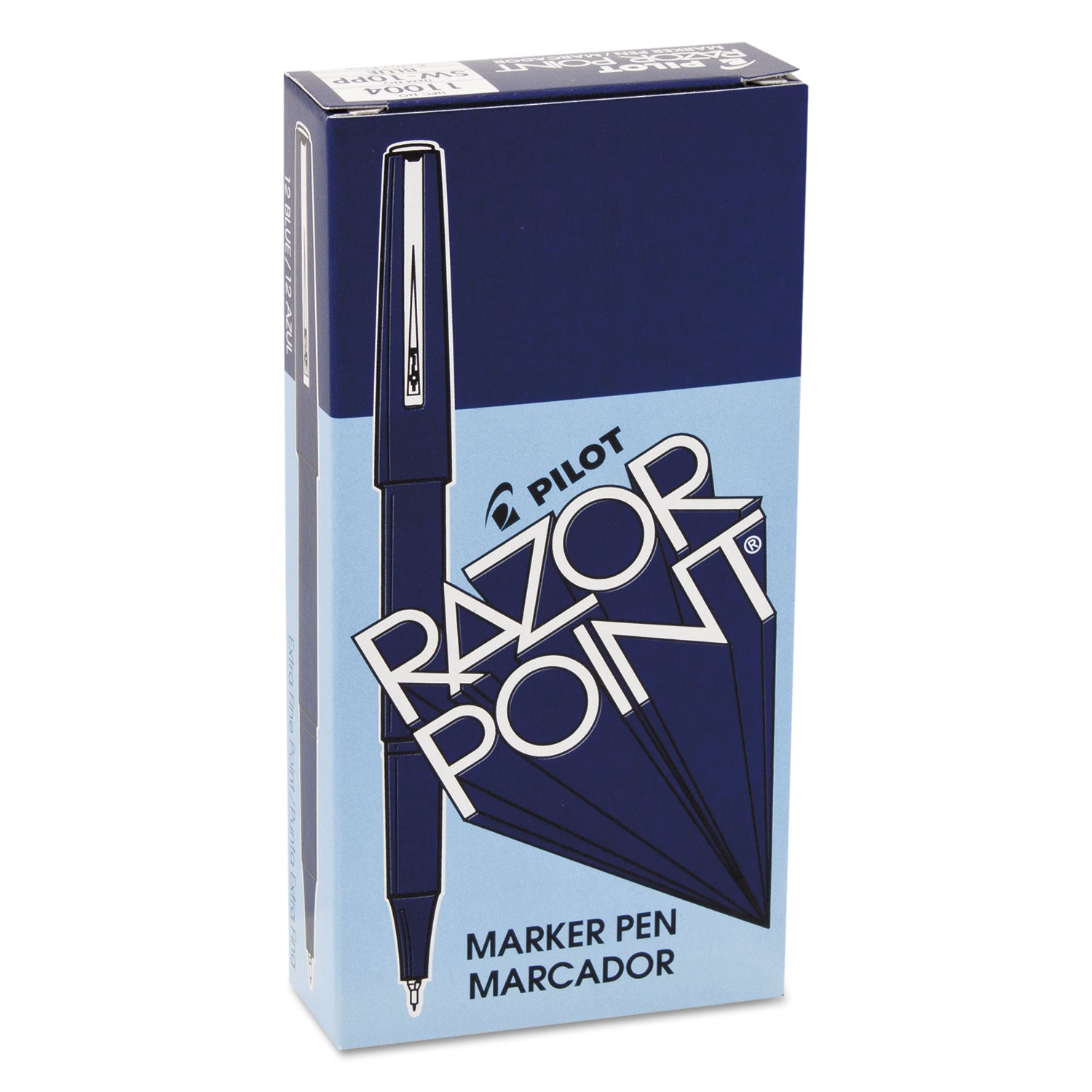 Razor Point Fine Line Porous Point Pen, Stick, Extra-Fine 0.3 mm, Blue Ink, Blue Barrel, Dozen -