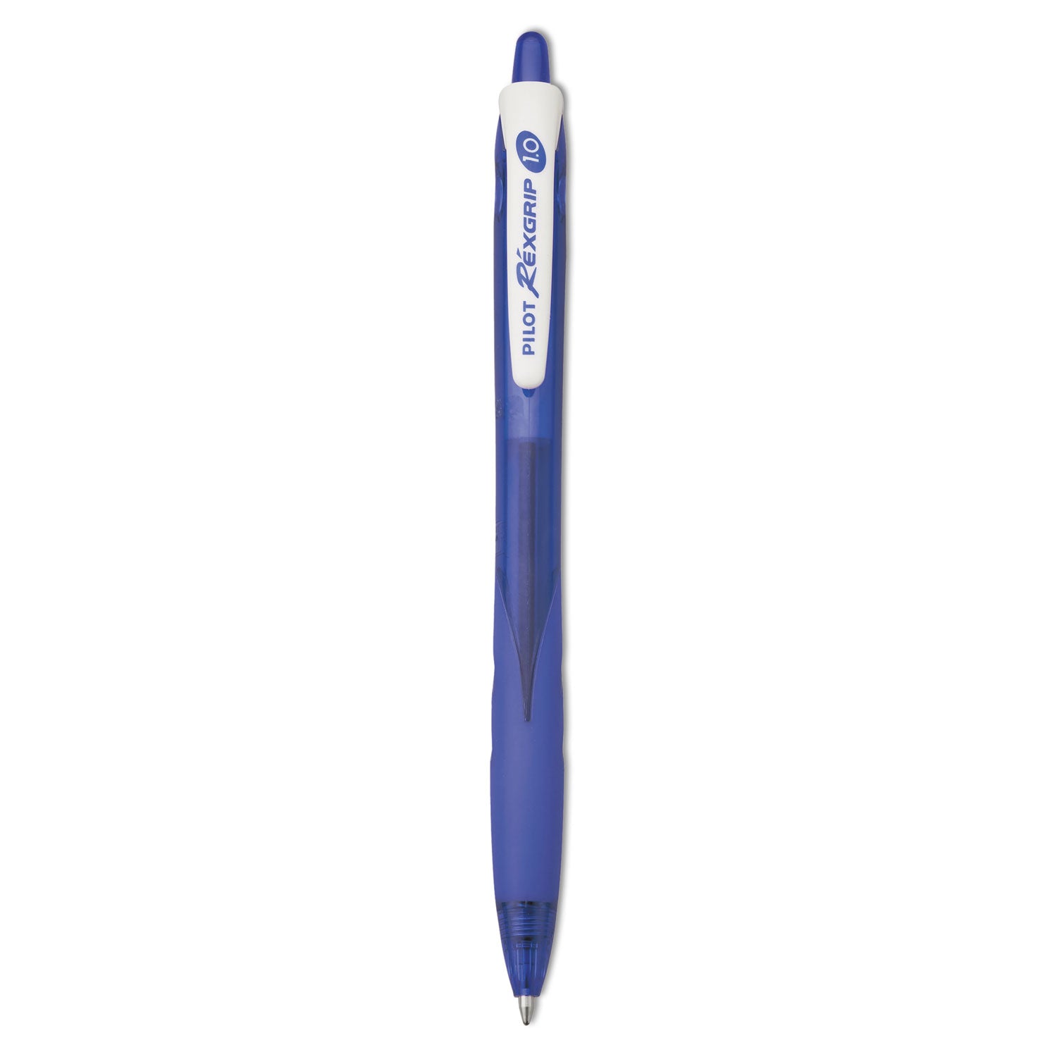 RexGrip BeGreen Ballpoint Pen, Retractable, Medium 1 mm, Blue Ink, Translucent Blue Barrel, Dozen -