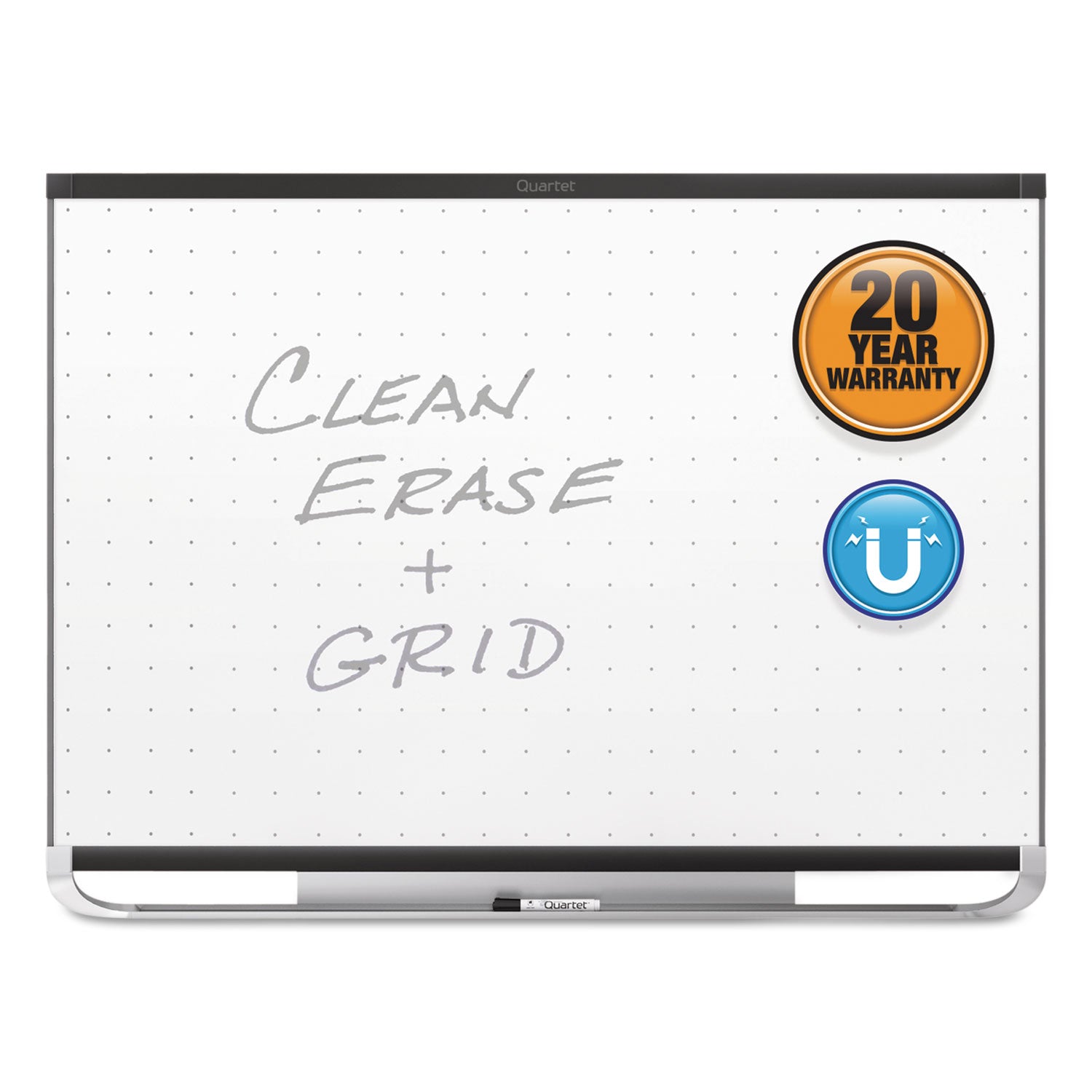 Quartet Prestige 2 Total Erase Magnetic Whiteboard - 48" (4 ft) Width x 36" (3 ft) Height - White Surface - Black Aluminum Frame - Horizontal - Magnetic - 1 Each - 1