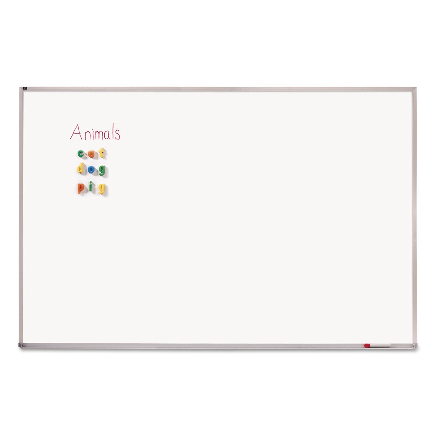 Porcelain Magnetic Whiteboard, 72 x 48, White Surface, Silver Aluminum Frame -