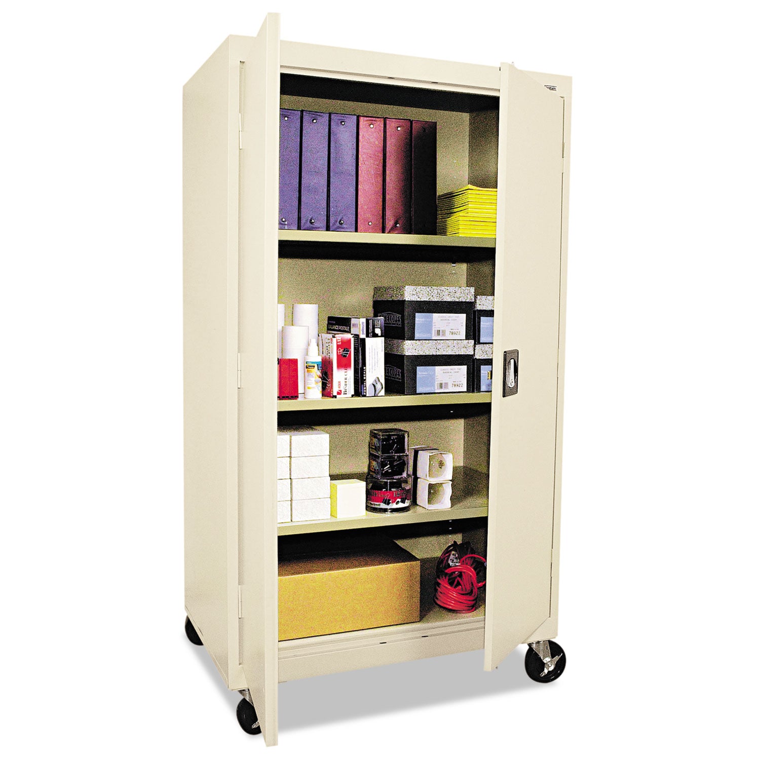 Assembled Mobile Storage Cabinet, with Adjustable Shelves 36w x 24d x 66h, Putty -