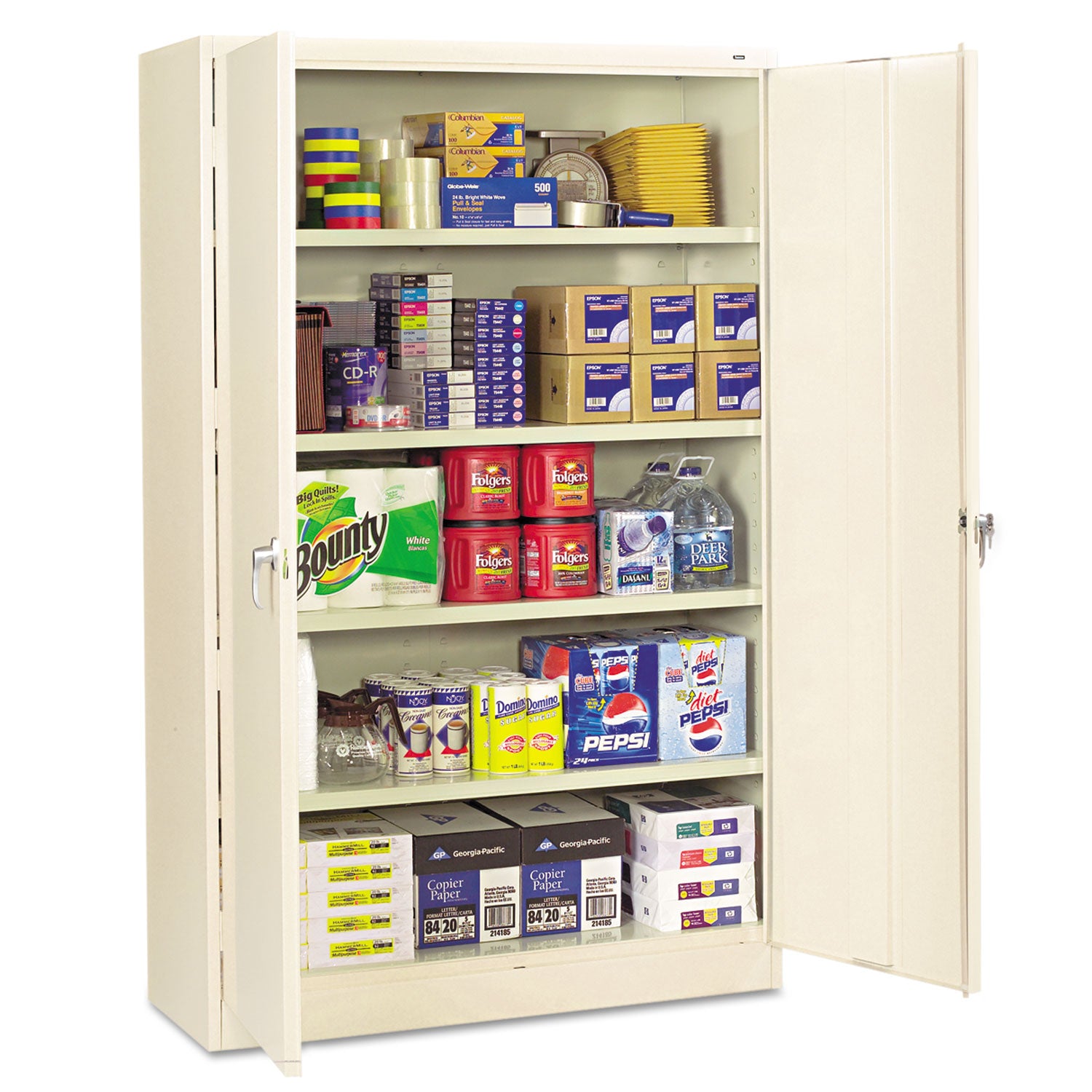 Assembled Jumbo Steel Storage Cabinet, 48w x 24d x 78h, Putty -