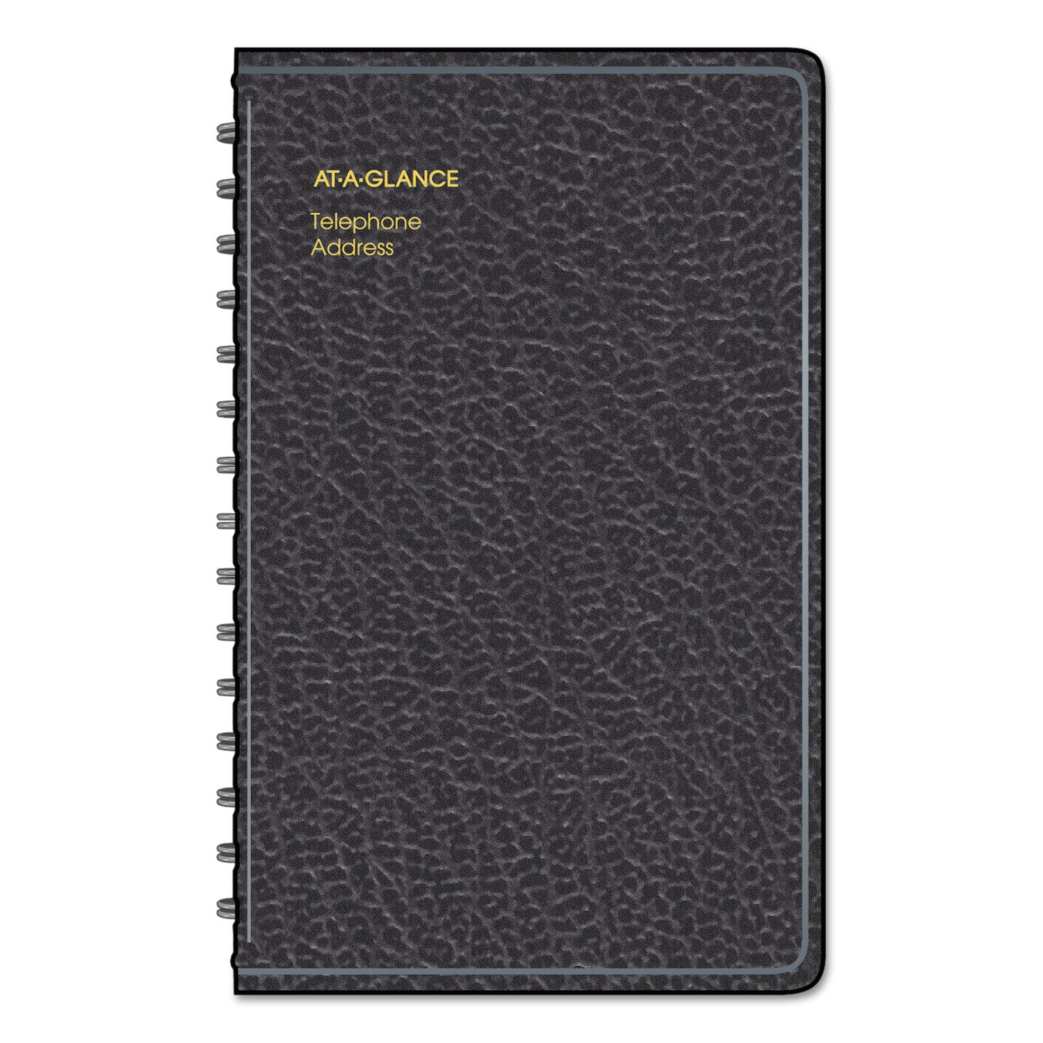 Telephone/Address Book, 4.78 x 8, Black Simulated Leather, 100 Sheets -