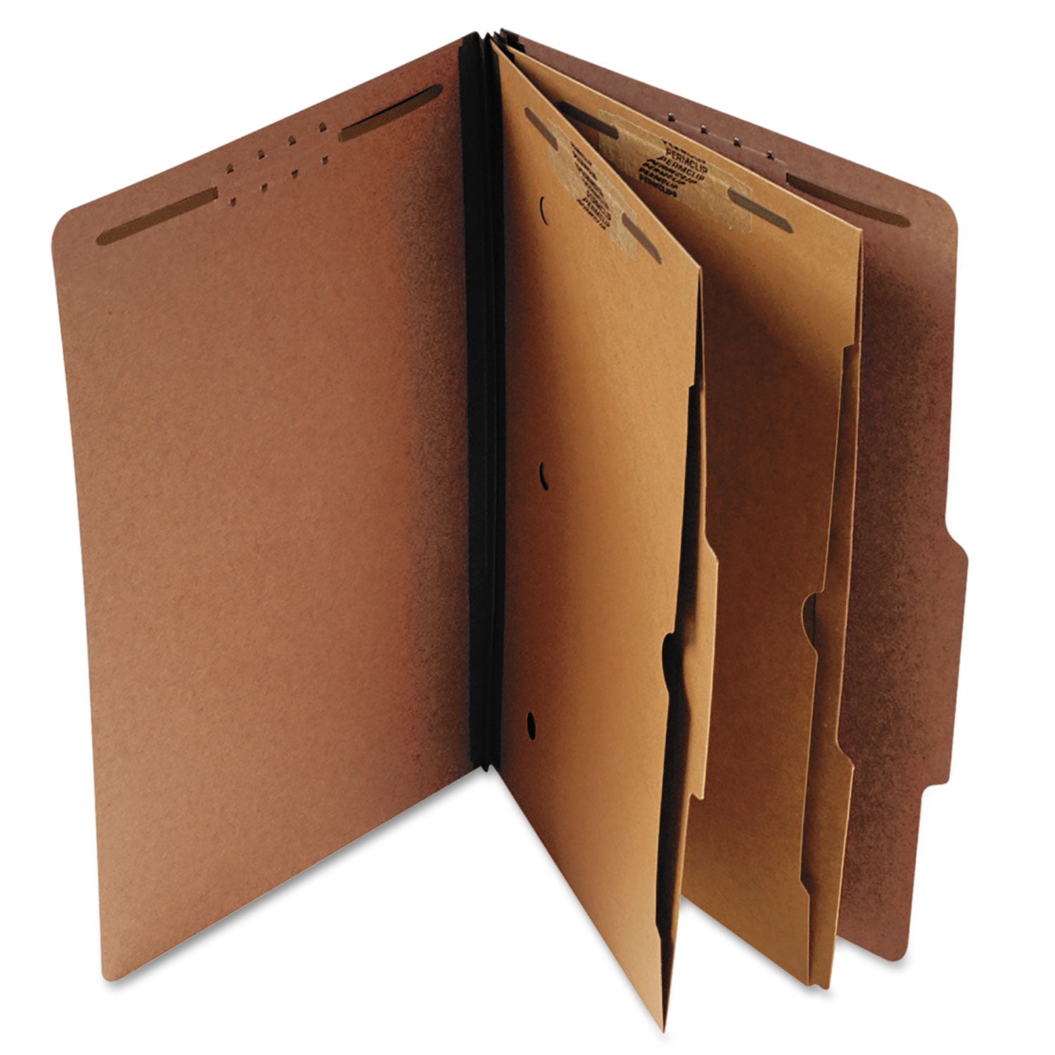 Six-Section Classification Folder with Pockets, 2" Expansion, 2 Dividers, 6 Fasteners, Letter Size, Red Exterior, 10/Box -