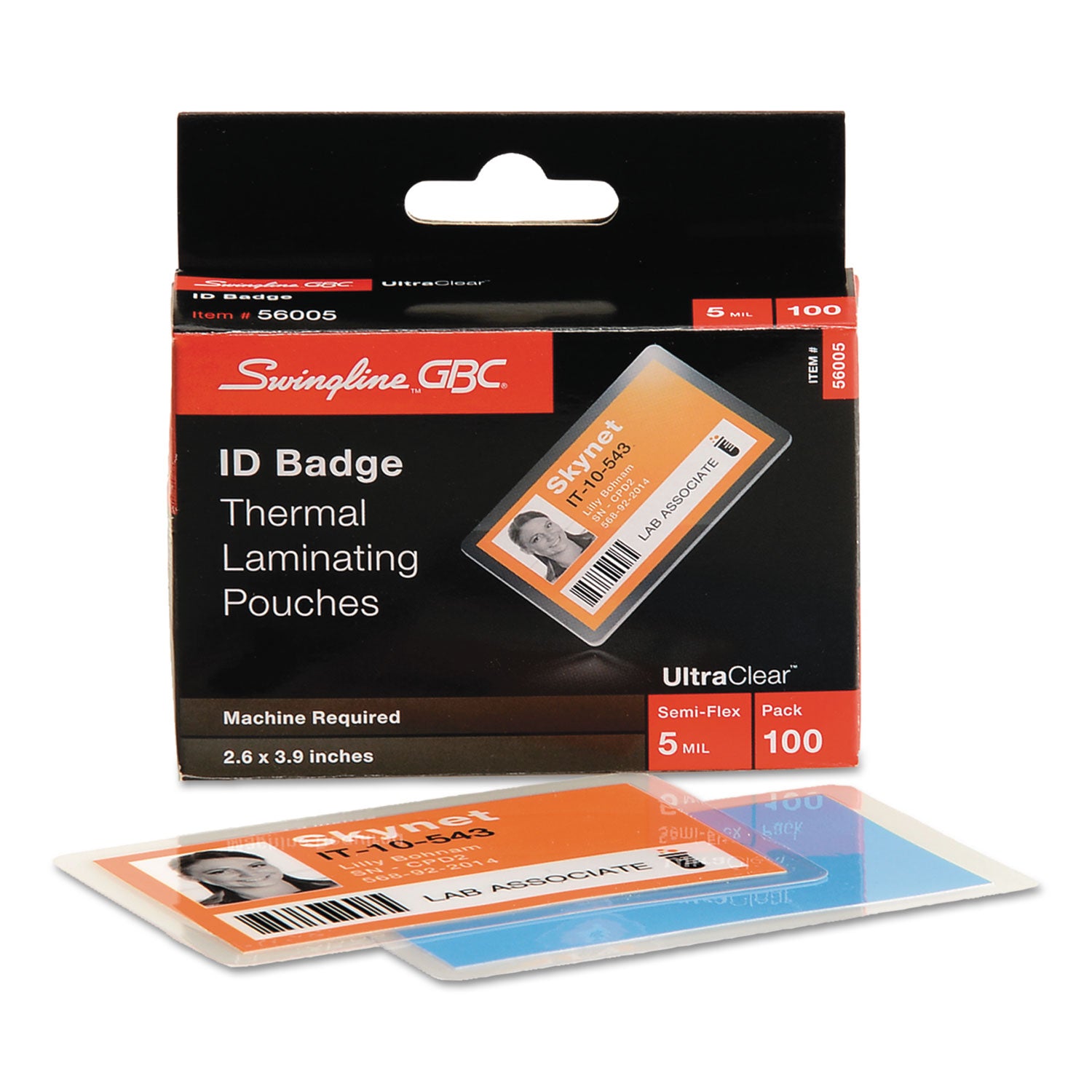 UltraClear Thermal Laminating Pouches, 5 mil, 3.88" x 2.63", Gloss Clear, 100/Box -