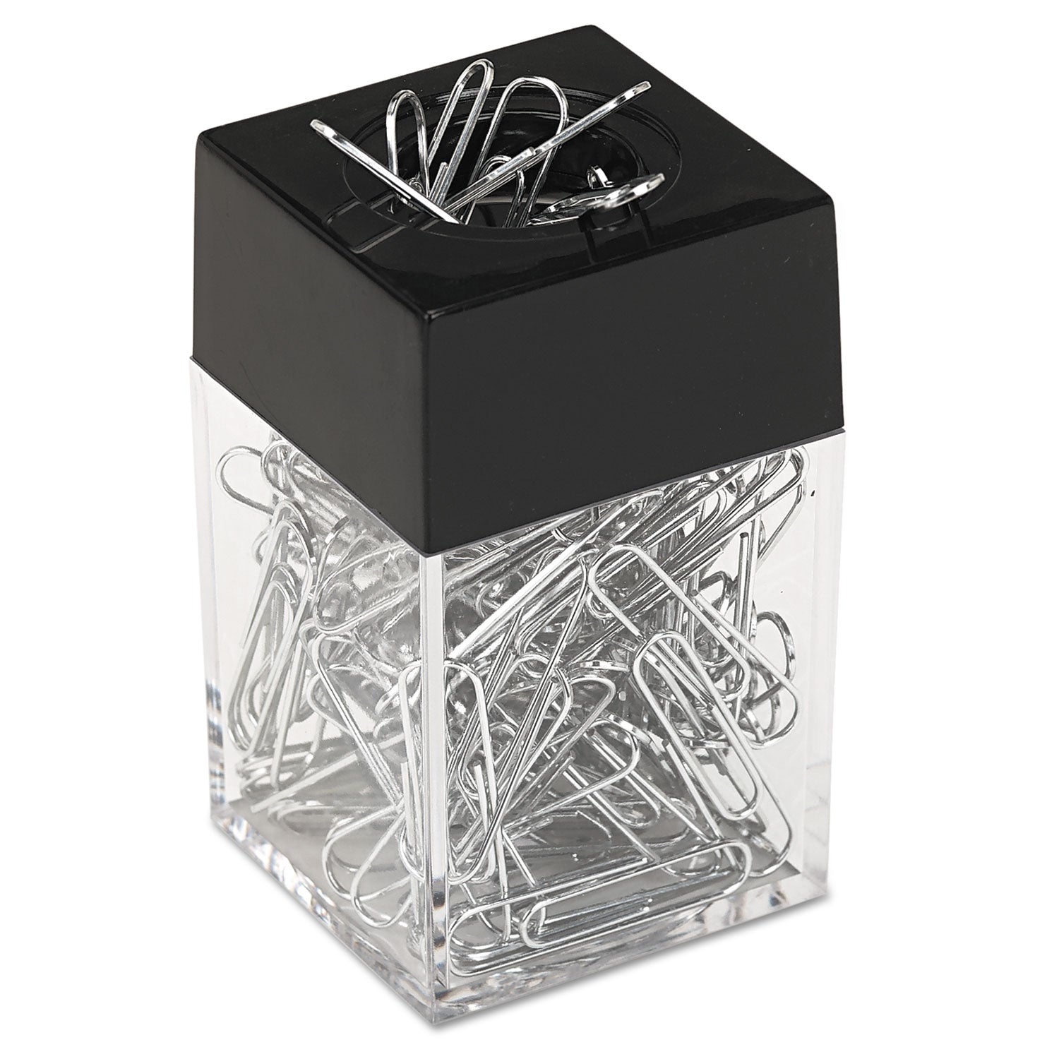 Paper Clips with (1) Magnetic-Top Desktop Dispenser, #1, Smooth, Silver, 100 Clips/Pack, 12 Packs/Box -
