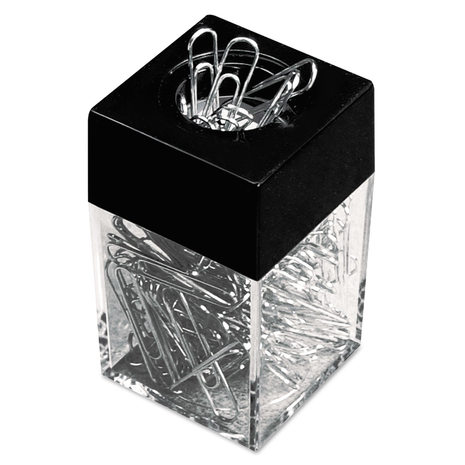 Paper Clips with (1) Magnetic-Top Desktop Dispenser, #1, Smooth, Silver, 100 Clips/Pack, 12 Packs/Box -