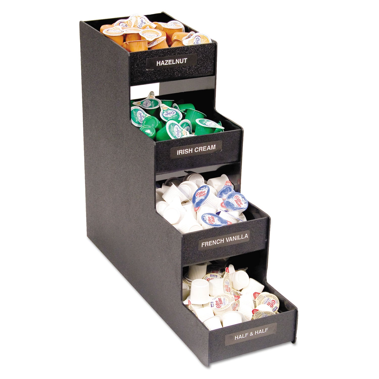 Narrow Condiment Organizer, 8 Compartments, 6 x 19 x 15.88, Black -