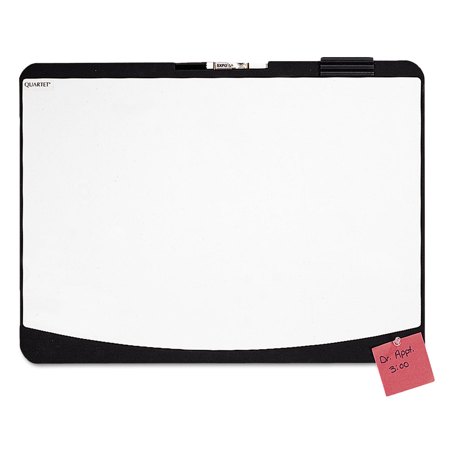 Tack and Write Board, 25.5 x 17.5, Black/White Surface, Black Plastic Frame -