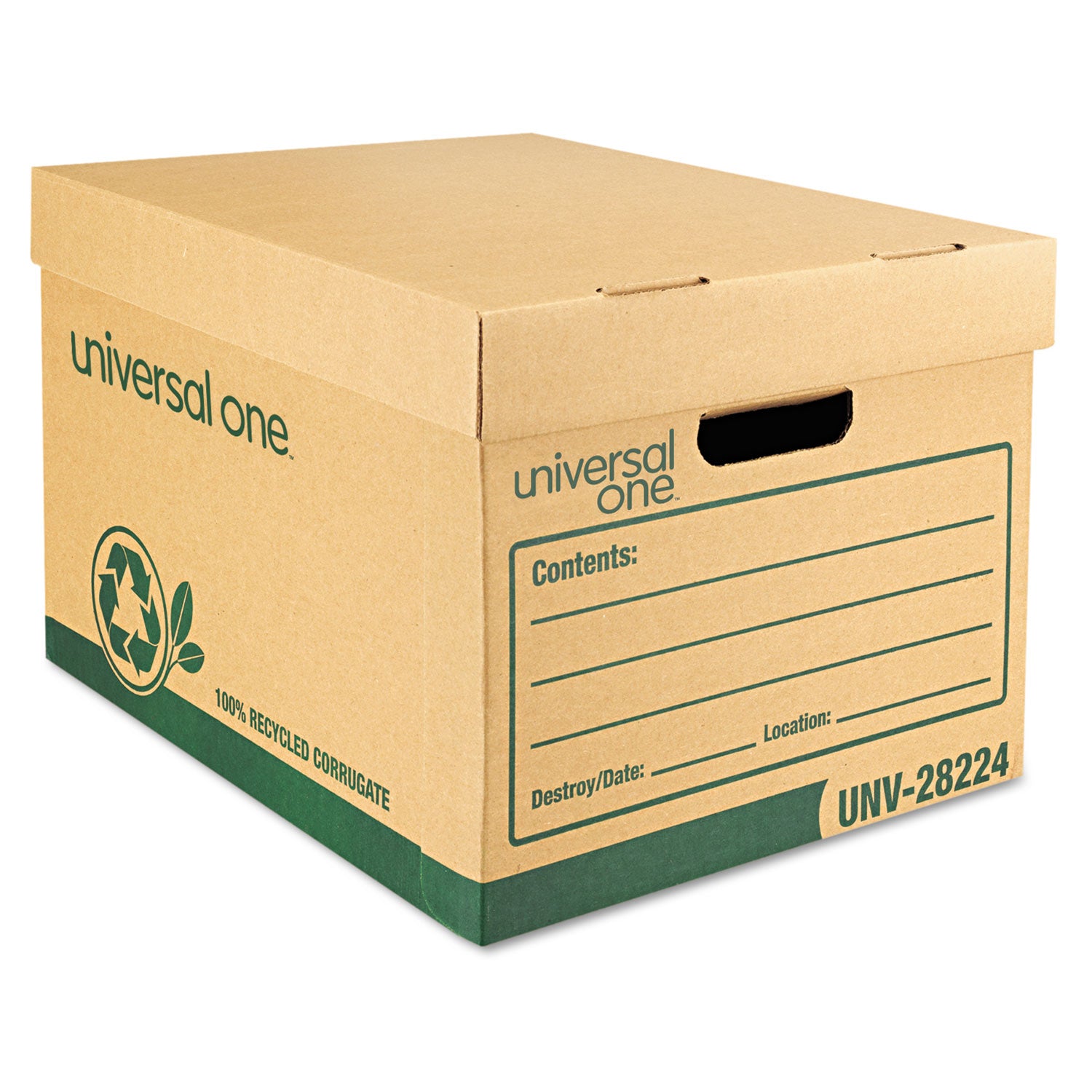 Recycled Heavy-Duty Record Storage Box, Letter/Legal Files, Kraft/Green, 12/Carton -