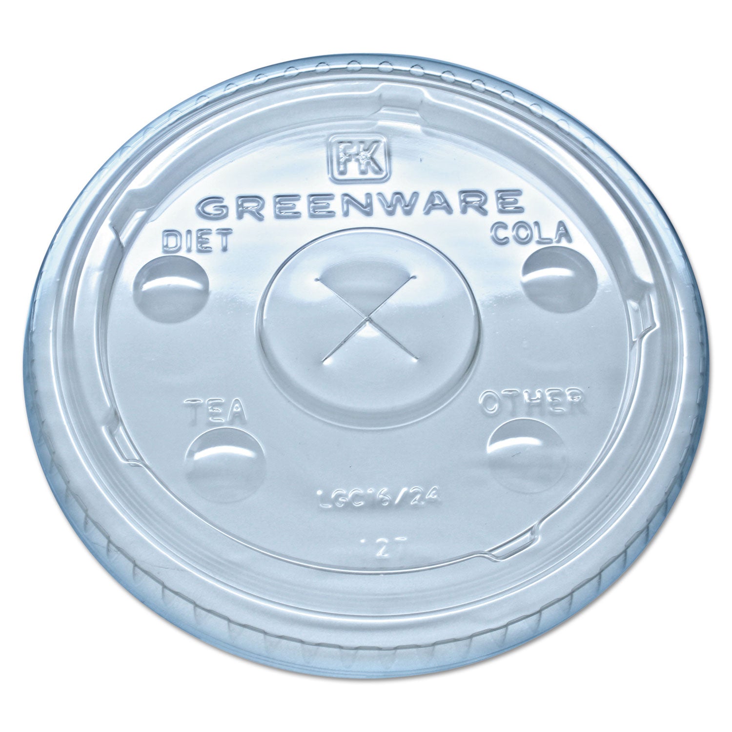 Greenware Cold Drink Lids, Fits 16 oz, 18 oz, 24 oz Cups, X-Slot, Clear, 1,000/Carton -