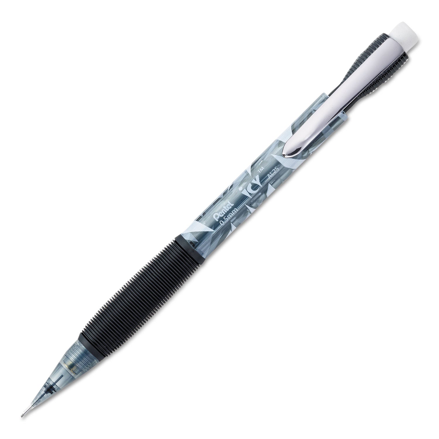 Icy Mechanical Pencil, 0.5 mm, HB (#2), Black Lead, Translucent Ice/Black Barrel, Dozen -