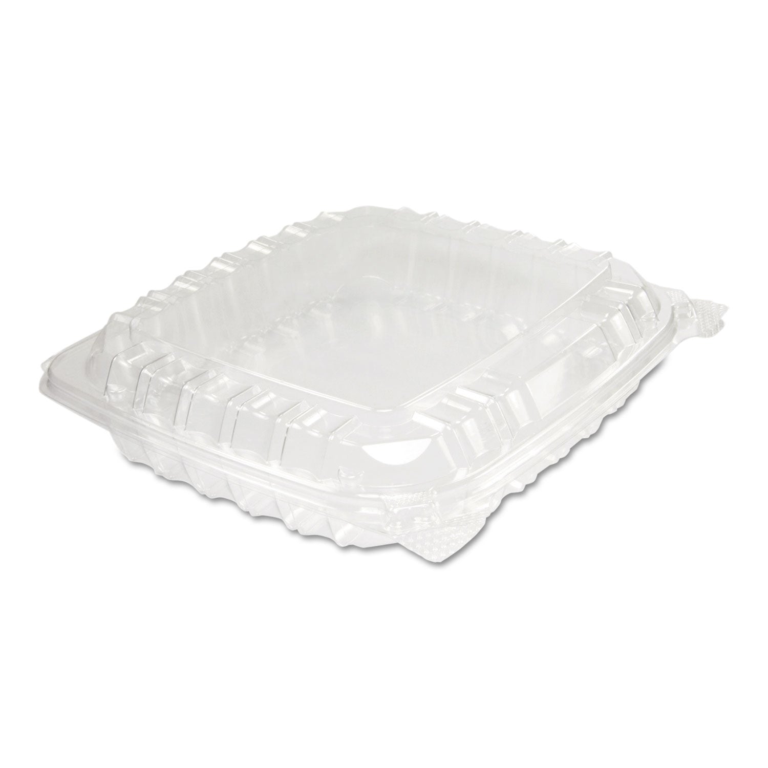 ClearSeal Hinged-Lid Plastic Containers, 8.31 x 8.31 x 2, Clear, Plastic, 125/Bag, 2 Bags/Carton -