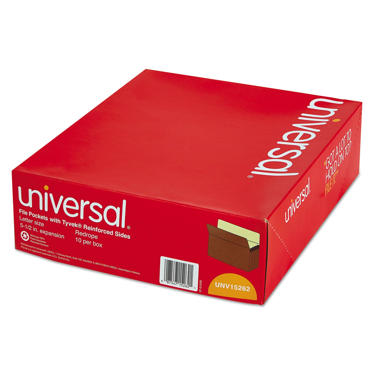 Redrope Expanding File Pockets, 5.25" Expansion, Letter Size, Redrope, 10/Box -