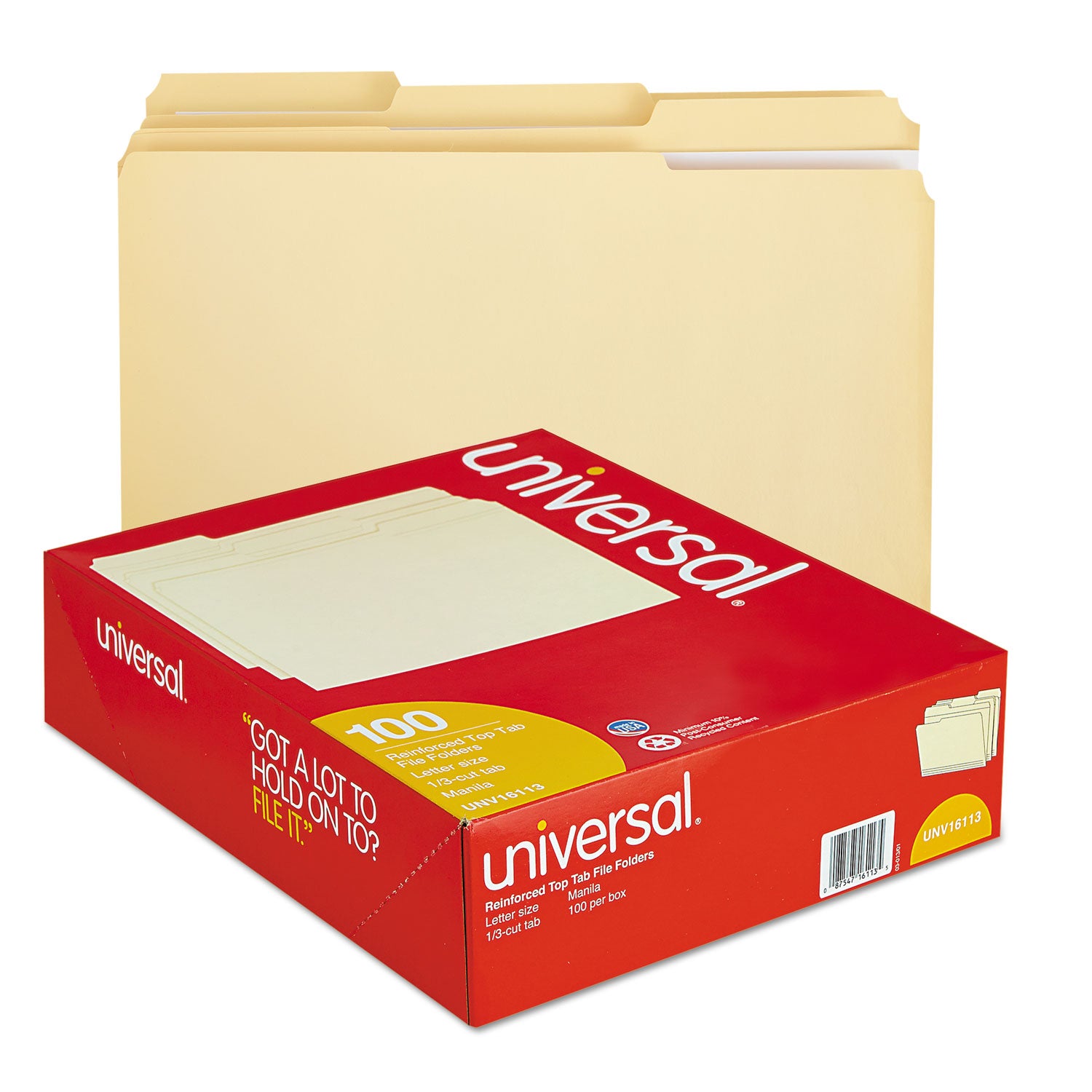Double-Ply Top Tab Manila File Folders, 1/3-Cut Tabs: Assorted, Letter Size, 0.75" Expansion, Manila, 100/Box -