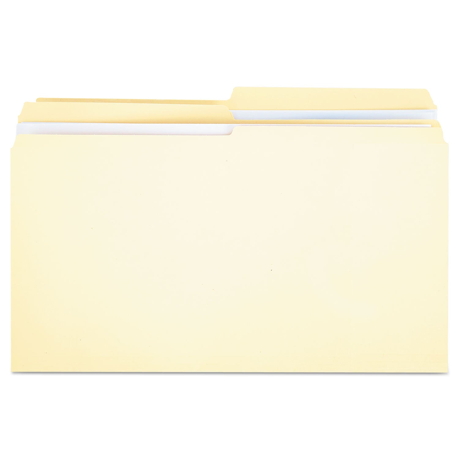 Double-Ply Top Tab Manila File Folders, 1/2-Cut Tabs: Assorted, Legal Size, 0.75" Expansion, Manila, 100/Box -