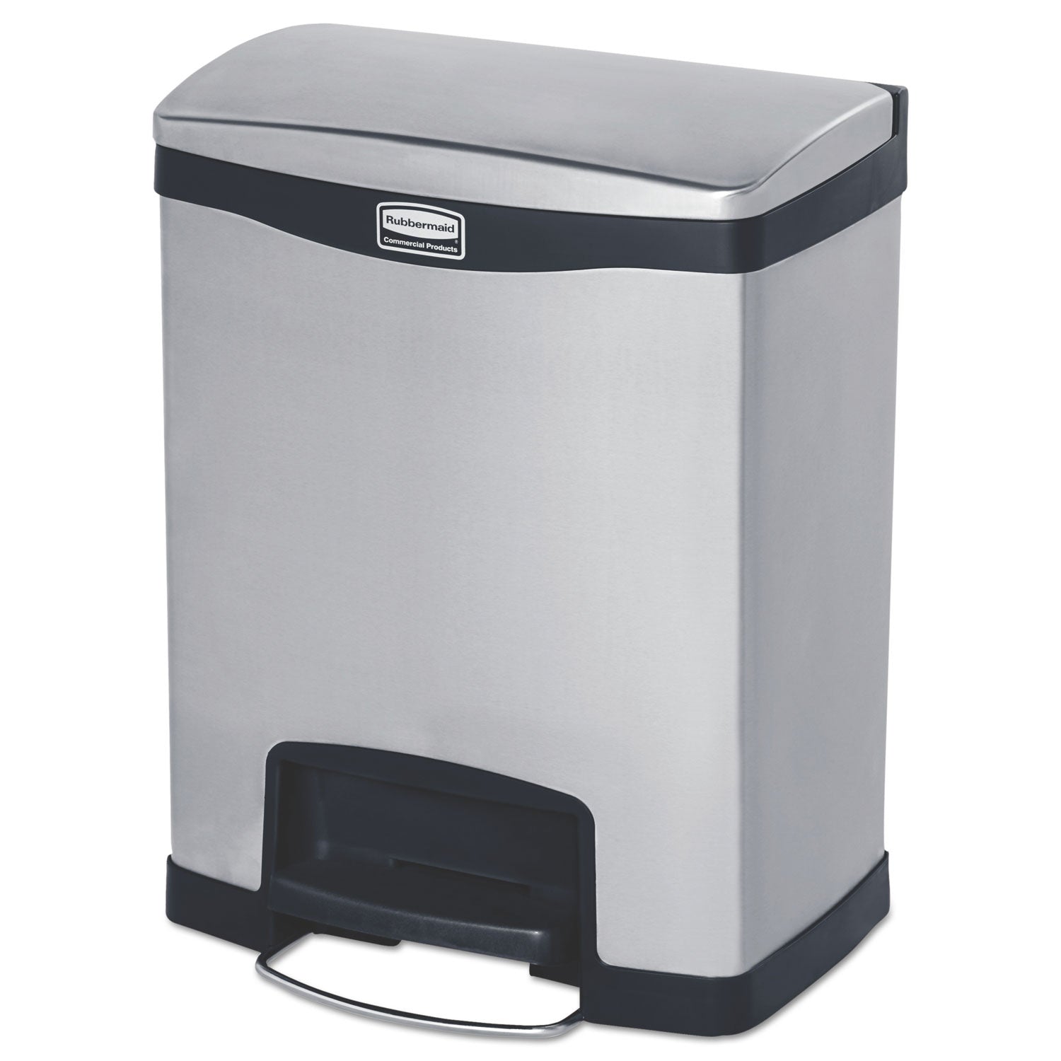 slim-jim-stainless-steel-step-on-container-front-step-style-8-gal-stainless-steel-black_rcp1901985 - 1