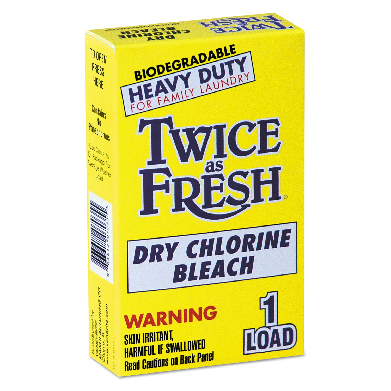 Heavy Duty Coin-Vend Powdered Chlorine Bleach, 1 load, 100/Carton -