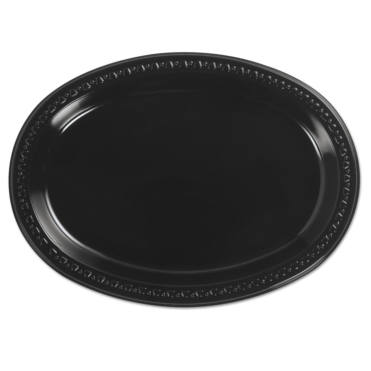 Heavyweight Plastic Platters, 8 x 11, Black, 125/Bag, 4 Bag/Carton -
