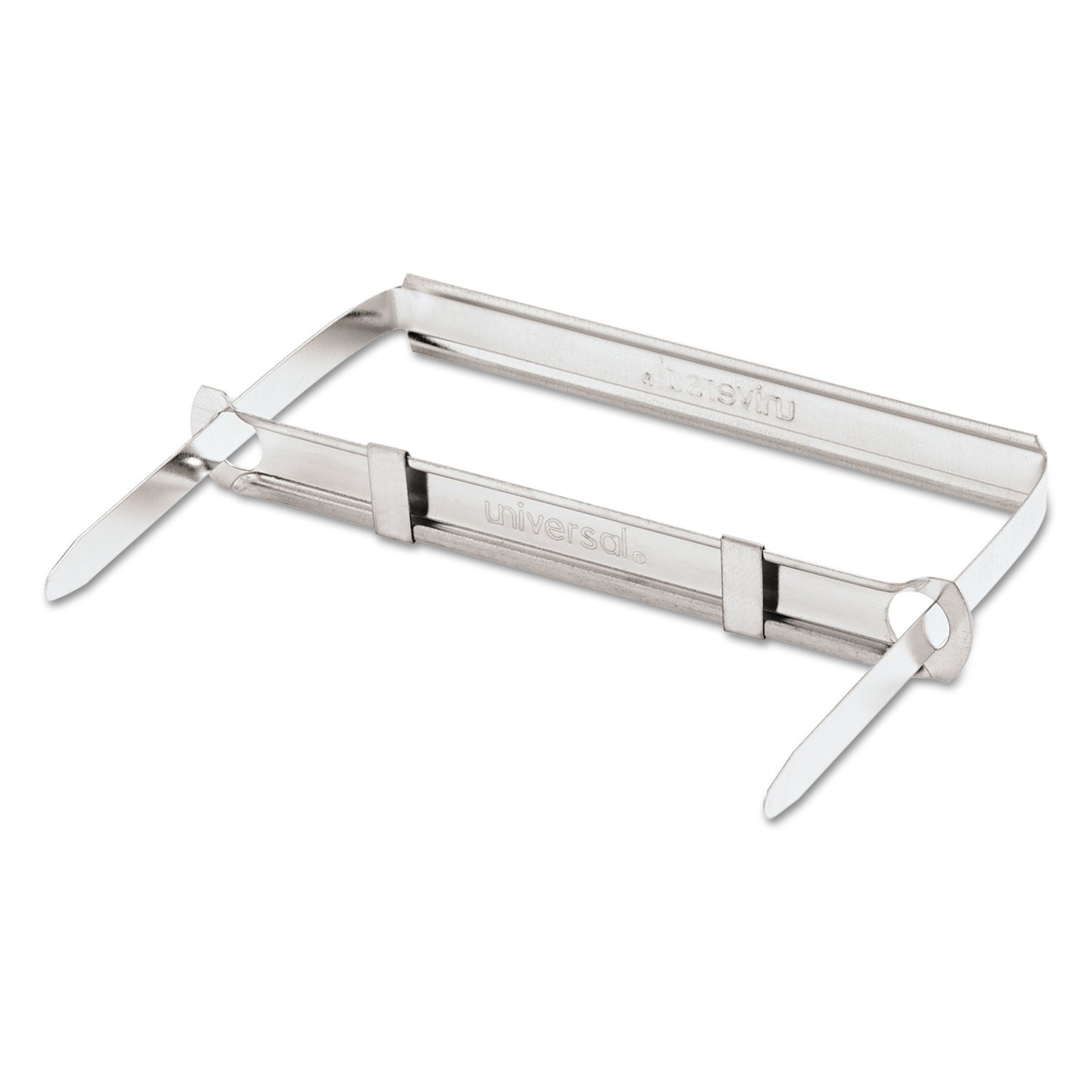 Two-Piece Two-Prong Paper Fastener Base and Compressor Sets, 2" Capacity, 2.75" Center to Center, Silver, 50/Box -