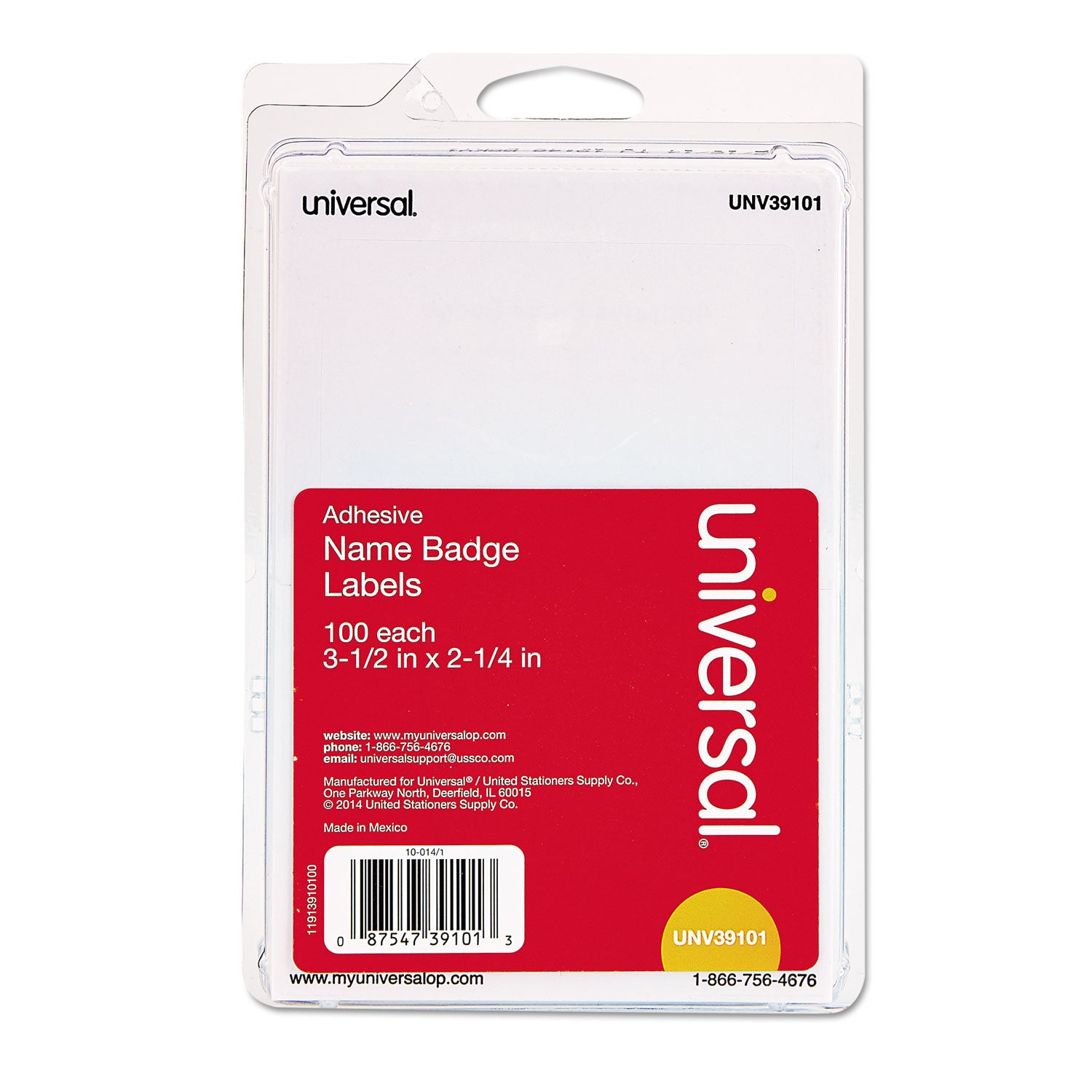 Plain Self-Adhesive Name Badges, 3 1/2 x 2 1/4, White, 100/Pack -