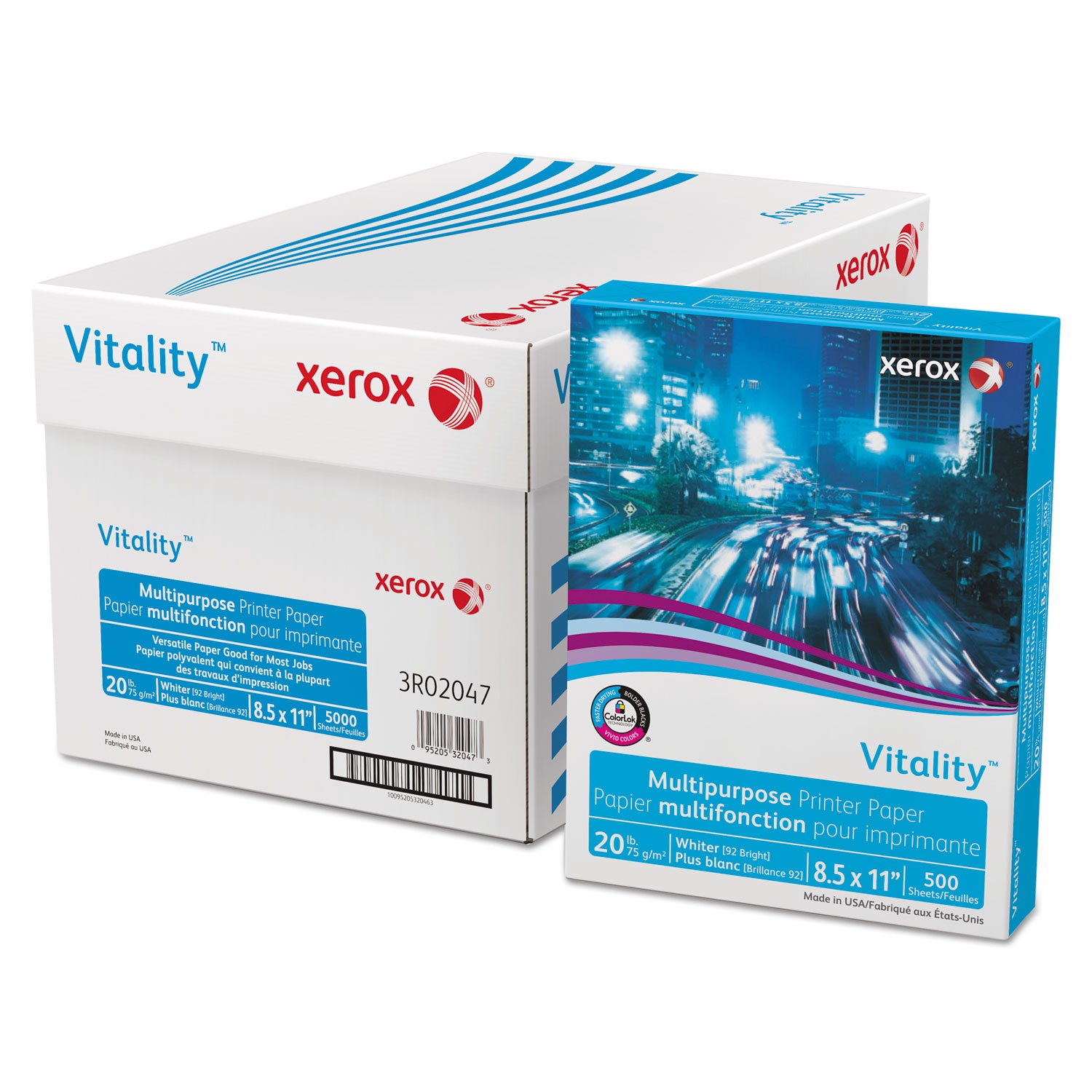 Vitality Multipurpose Print Paper, 92 Bright, 20 lb Bond Weight, 8.5 x 11, White, 500/Ream, 10 Reams/Ct, 40 Cartons/Pallet -