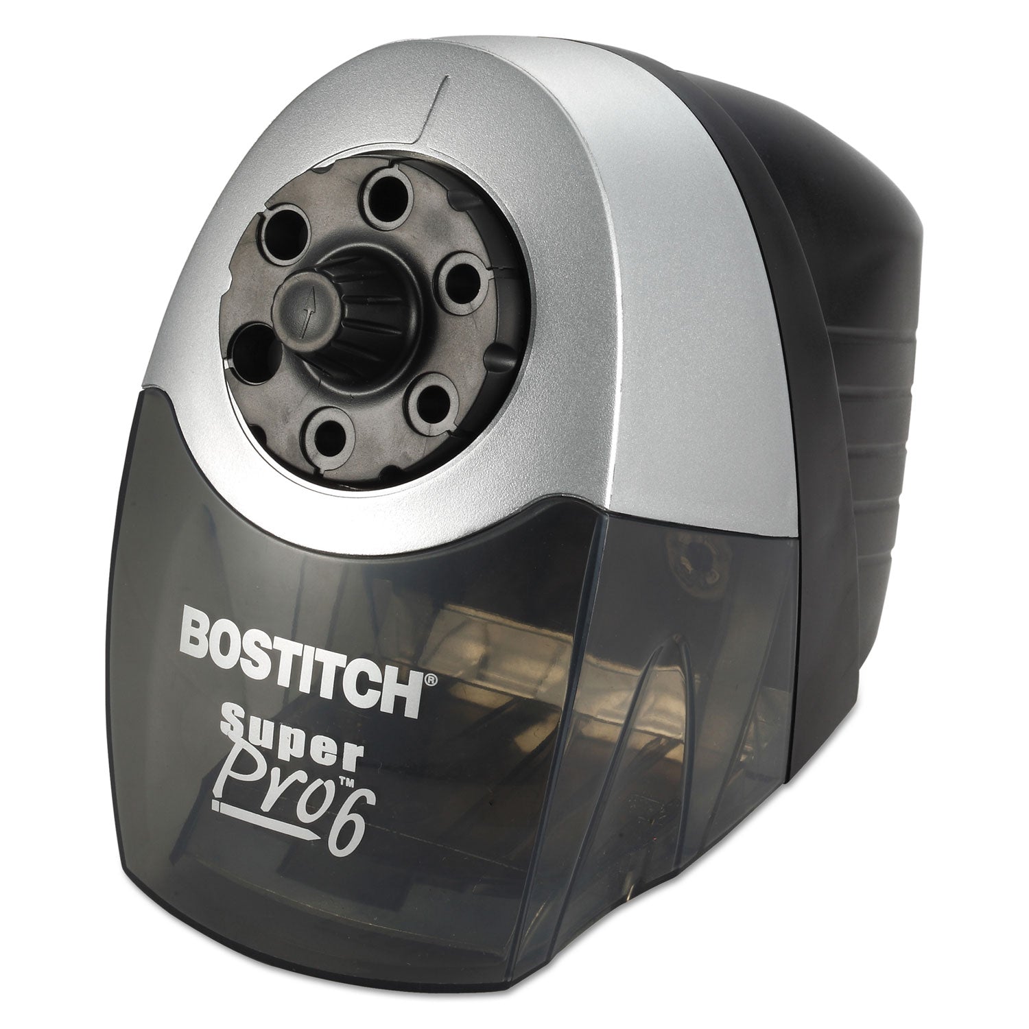 Super Pro 6 Commercial Electric Pencil Sharpener, AC-Powered, 6.13 x 10.69 x 9, Gray/Black -