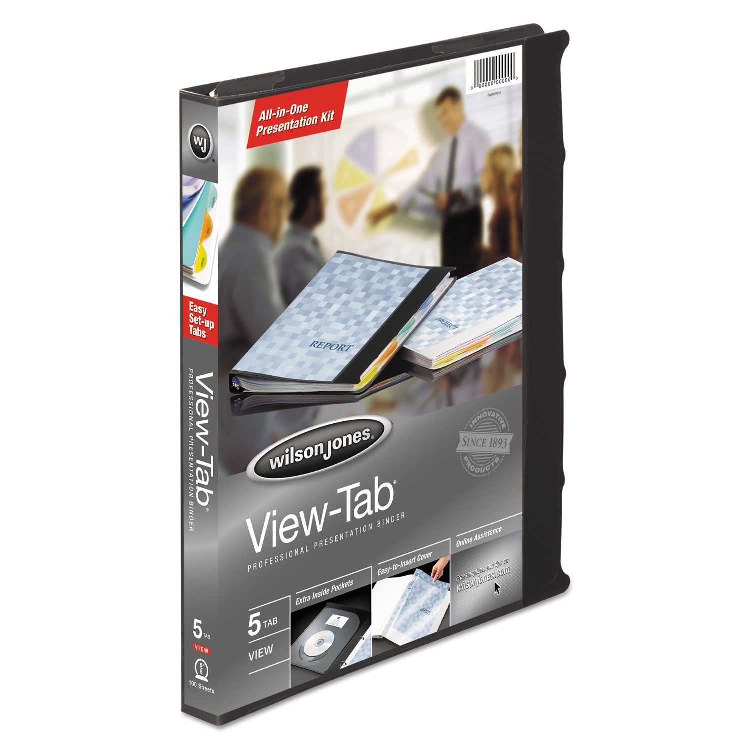 View-Tab Presentation Round Ring View Binder With Tabs, 3 Rings, 0.63" Capacity, 11 x 8.5, Black -