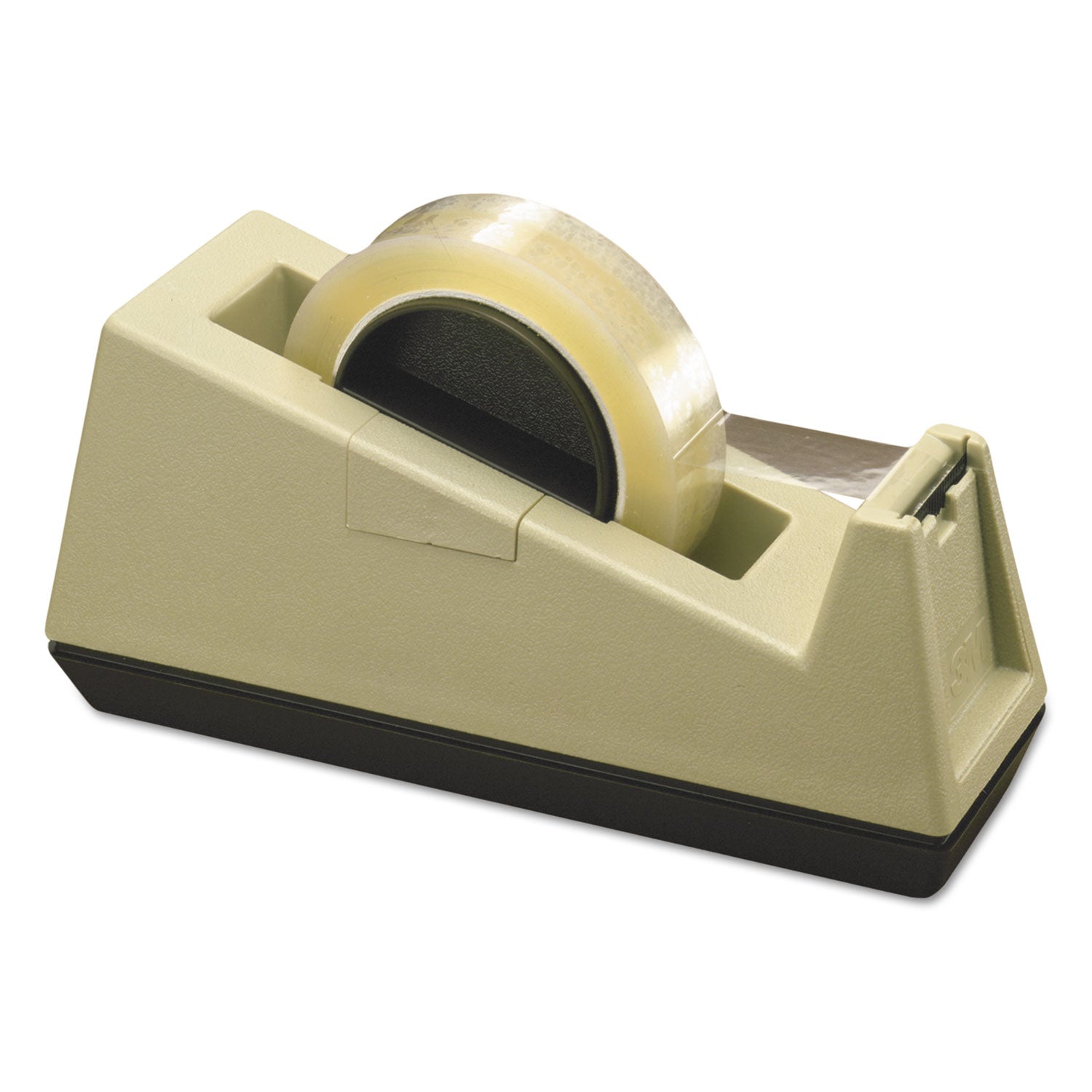 Heavy-Duty Weighted Desktop Tape Dispenser, 3" Core, Plastic, Putty/Brown -