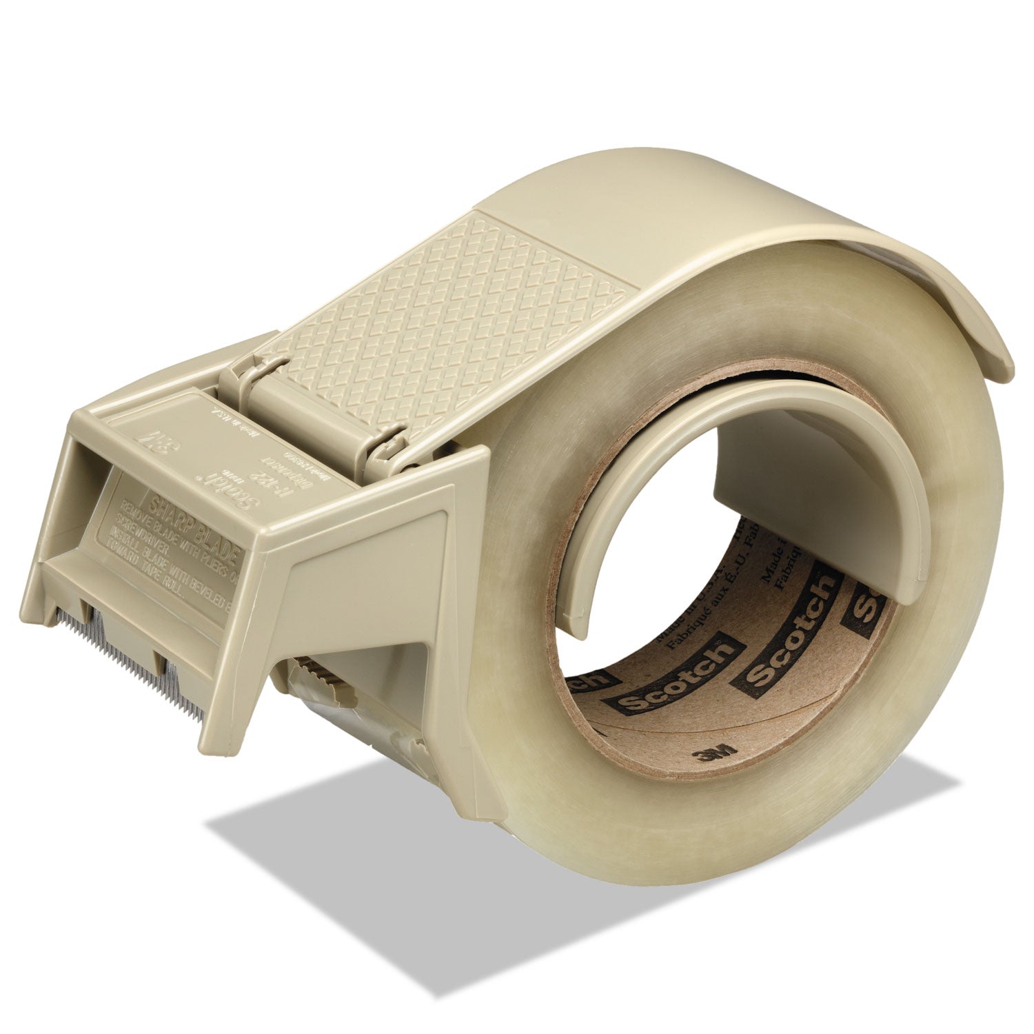Compact and Quick Loading Dispenser for Box Sealing Tape, 3" Core, For Rolls Up to 2" x 50 m, Gray -