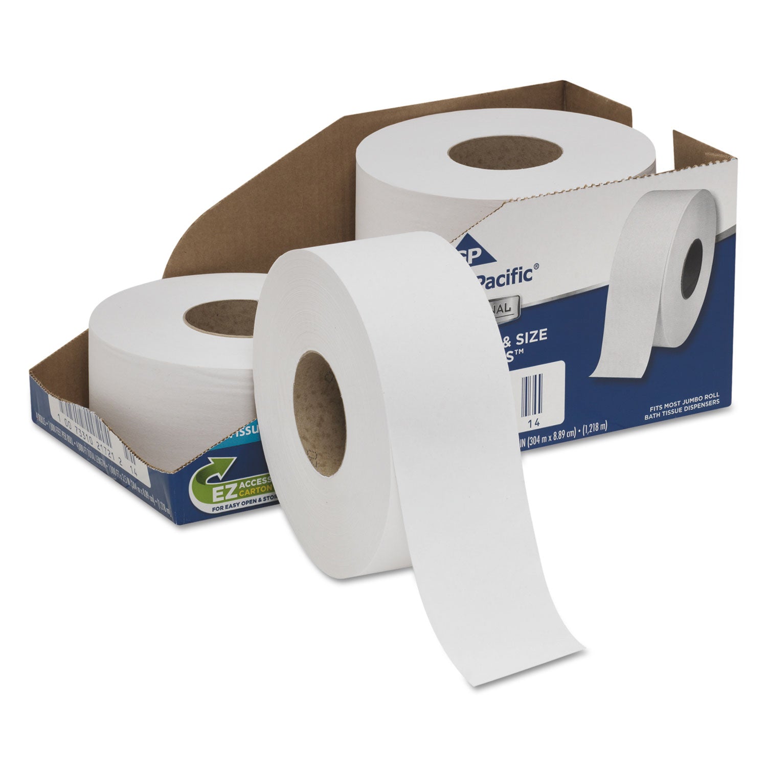 White Jumbo Bathroom Tissue, Septic Safe, 2-Ply, 3.5 x 1,000 ft, 4/Carton -