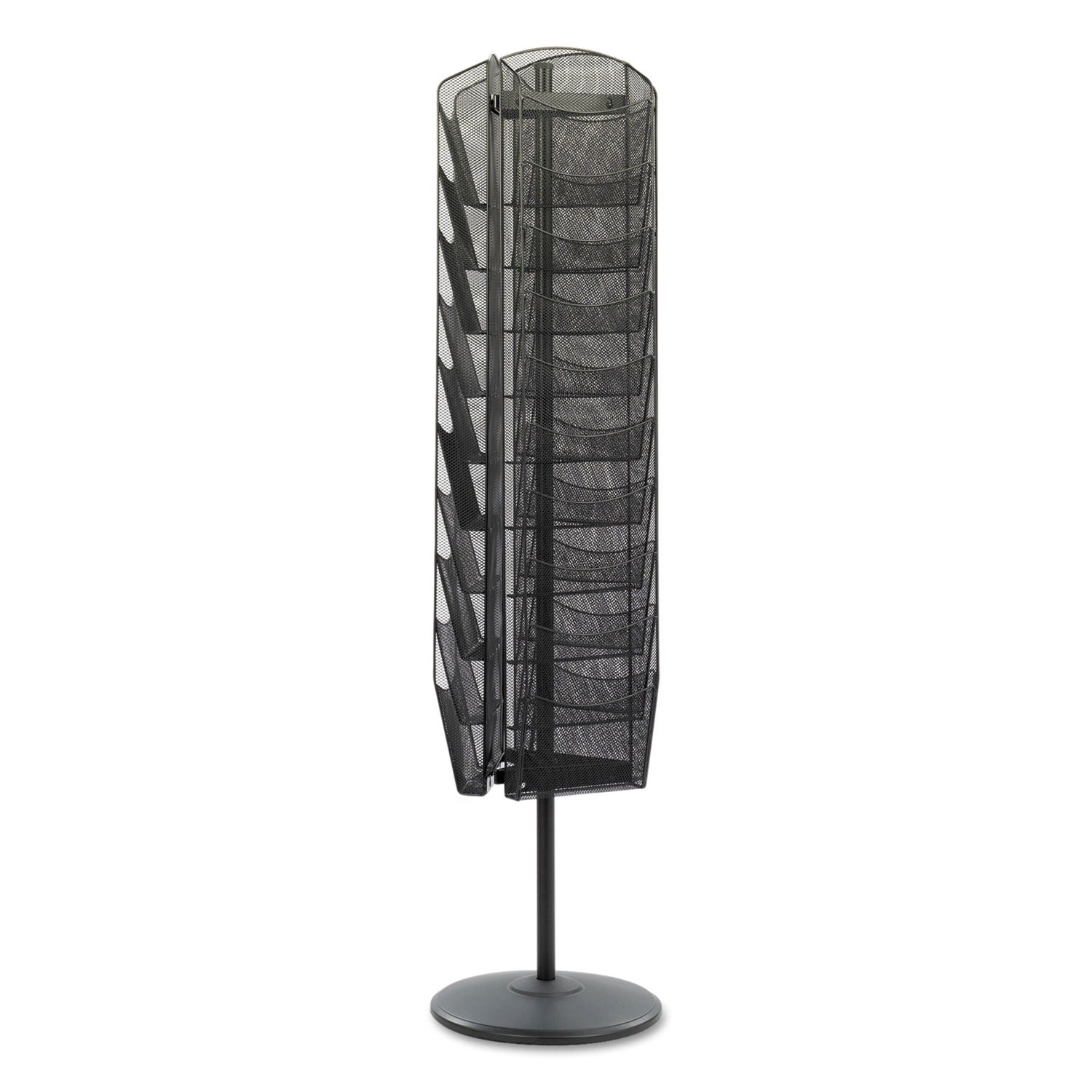 Onyx Mesh Rotating Magazine Display, 30 Compartments, 16.5w x 16.5d x 66h, Black -