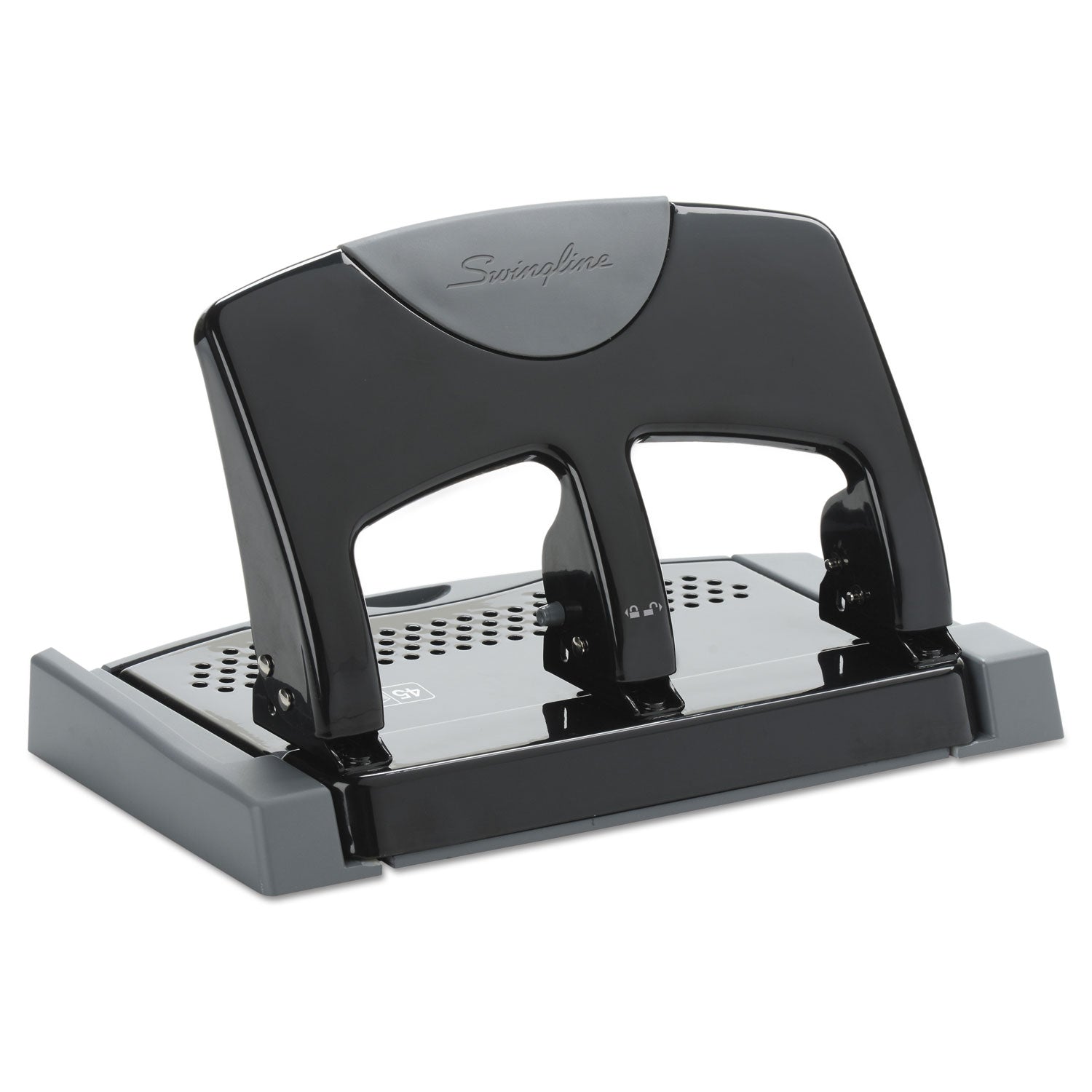 45-Sheet SmartTouch Three-Hole Punch, 9/32" Holes, Black/Gray -
