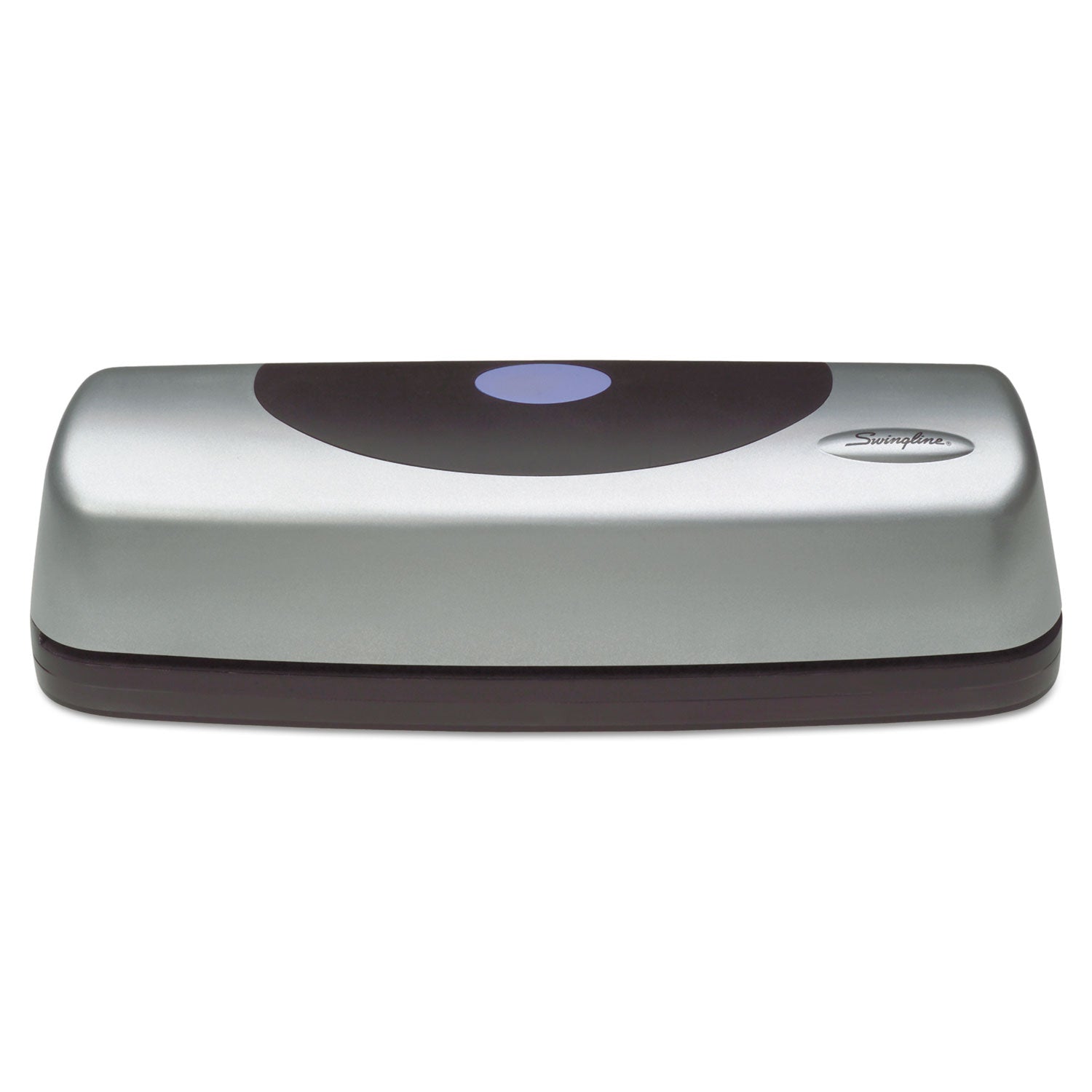 15-Sheet Electric/Battery Portable Desktop Punch, Three-Holes, 9/32" Holes, Silver/Black -