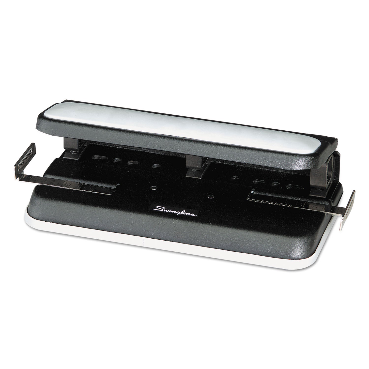 32-Sheet Easy Touch Two- to Three-Hole Punch with Cintamatic Centering, 9/32" Holes, Black/Gray -