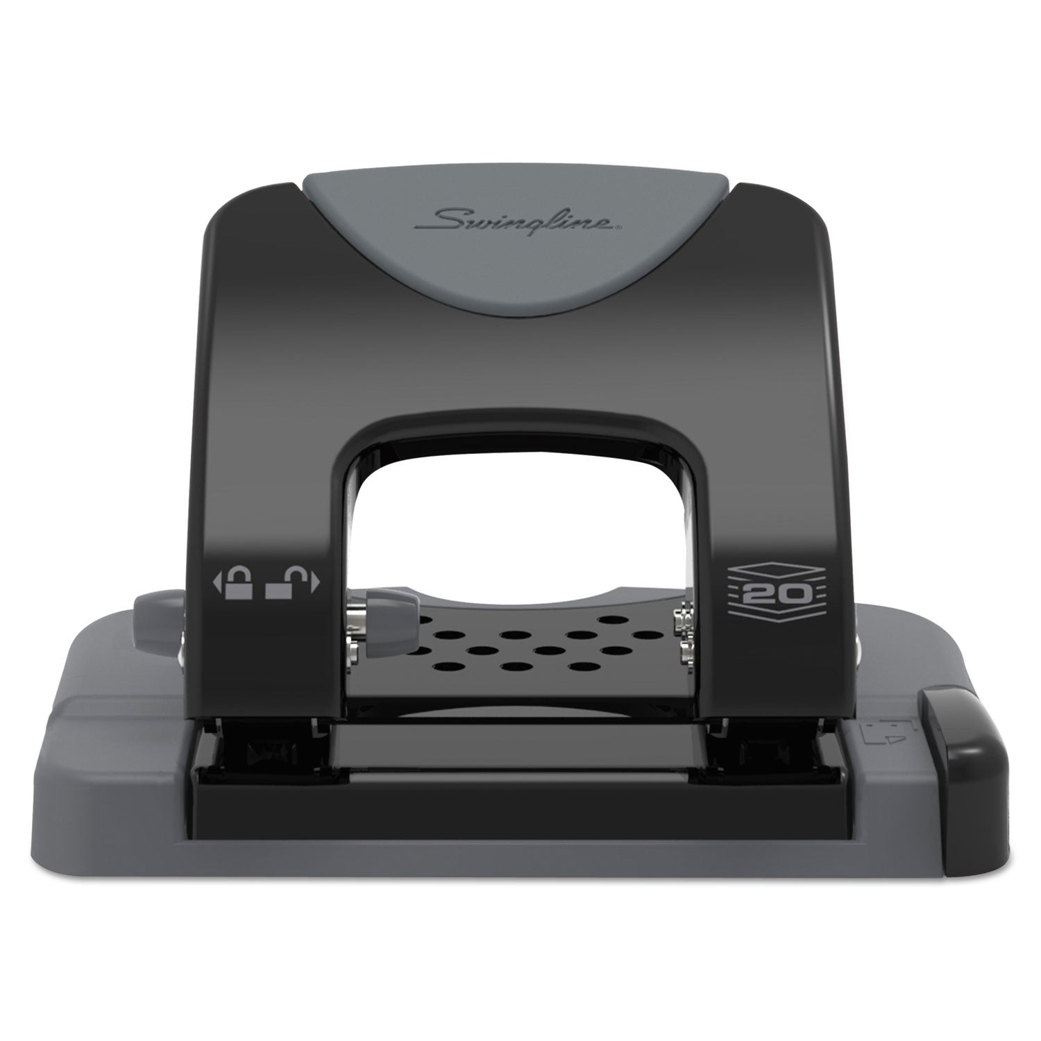 20-Sheet SmartTouch Two-Hole Punch, 9/32" Holes, Black/Gray -