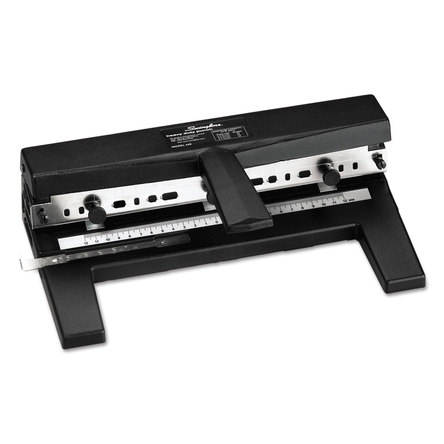 40-Sheet Heavy-Duty Two- to Seven-Hole Adjustable Heavy-Duty Paper Punch, 9/32" Holes, Black -