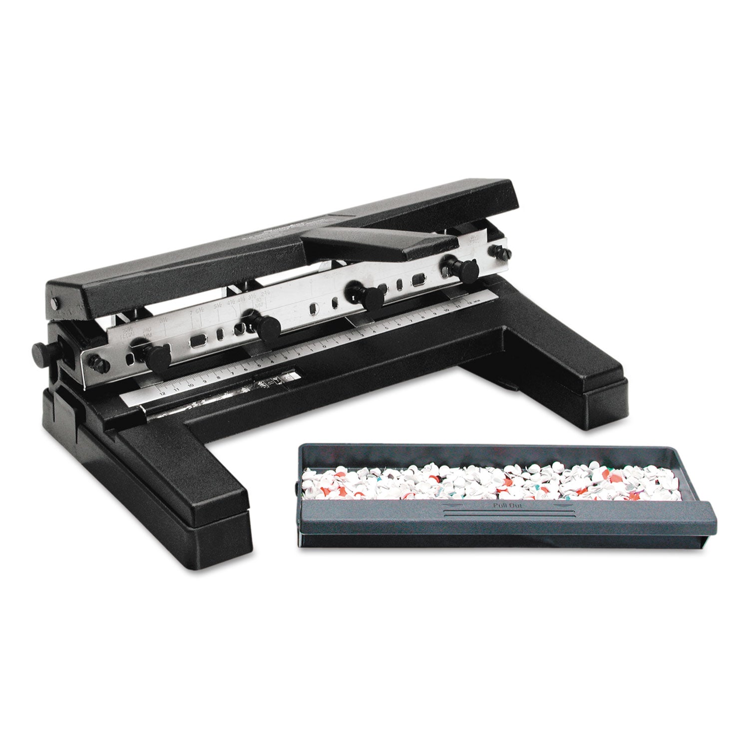 40-Sheet Heavy-Duty Two- to Four-Hole Adjustable Heavy-Duty Paper Punch, 9/32" Holes, Black -