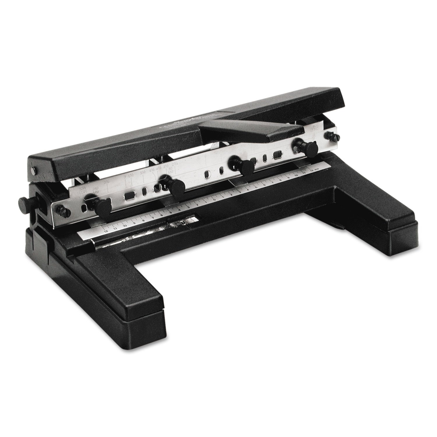 40-Sheet Heavy-Duty Two- to Four-Hole Adjustable Heavy-Duty Paper Punch, 9/32" Holes, Black -