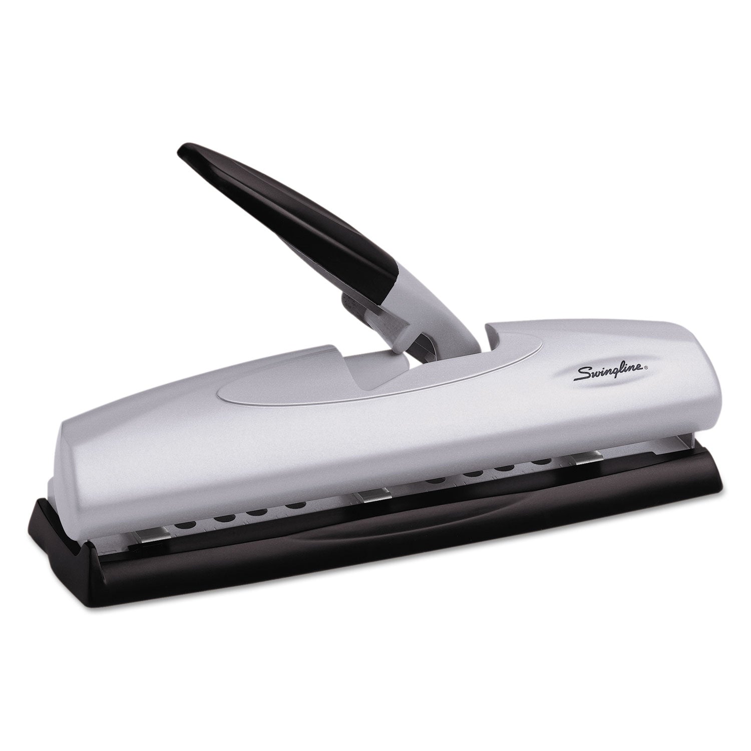 20-Sheet LightTouch Desktop Two- to Seven-Hole Punch, 9/32" Holes, Silver/Black -