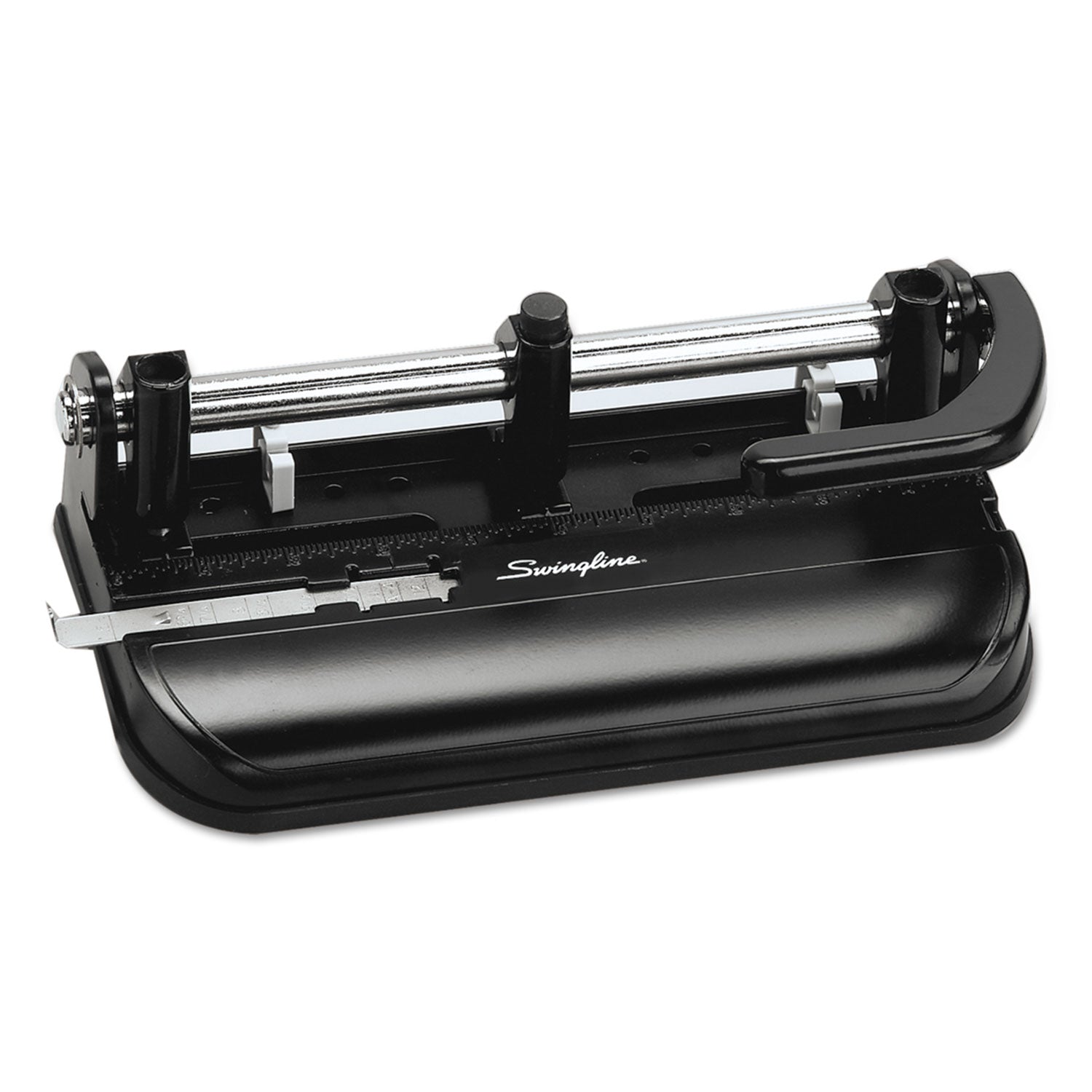 32-Sheet Lever Handle Heavy-Duty Two- to Seven-Hole Punch, 9/32" Holes, Black -